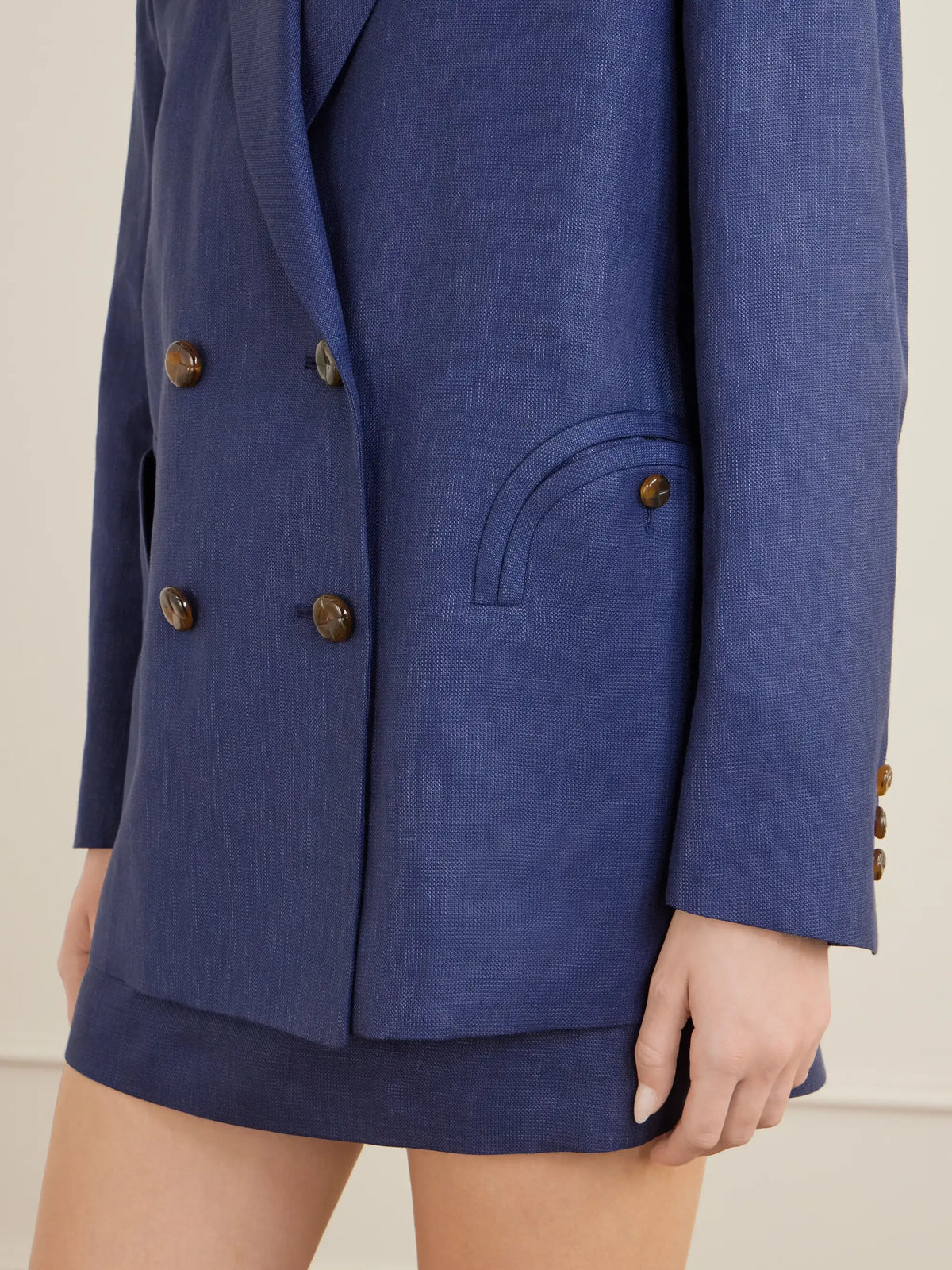Nightbreak Double-breasted Linen, Wool And Silk-blend Blazer