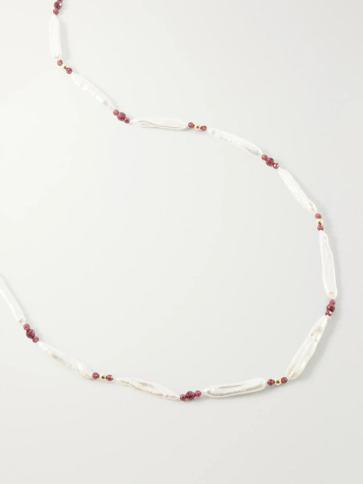 Le Sundial Silver-toned Fresh Water Pearls And Garnet Beaded Neckalce