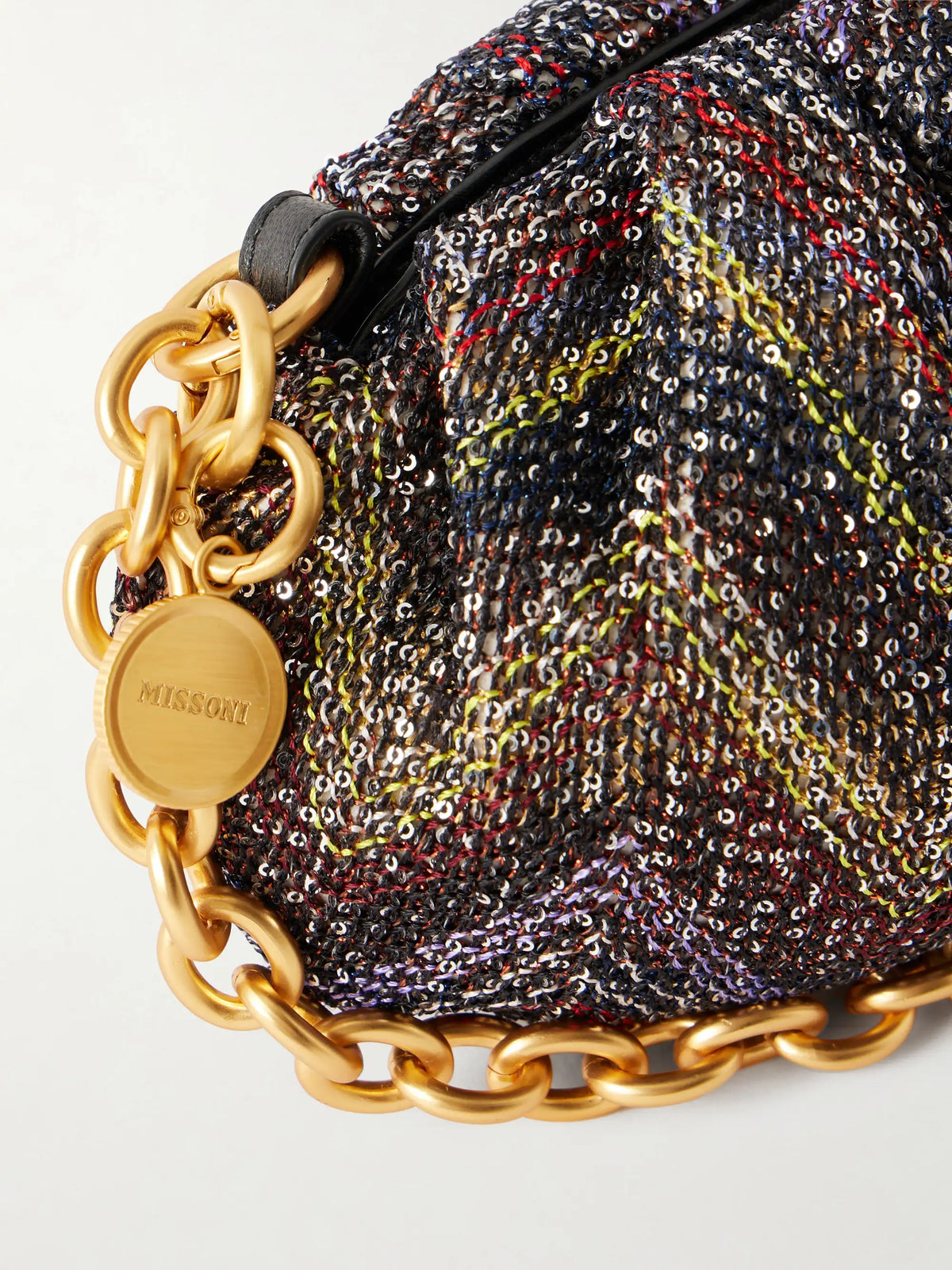 Caperdoni Small Sequined-embellished Striped Woven Pouch