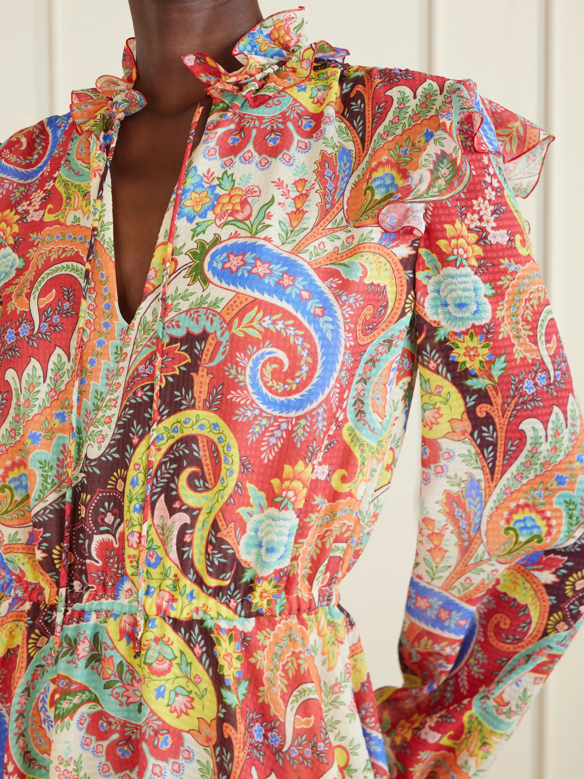 Ruffled Paisley-print Chiffon Mini Dress