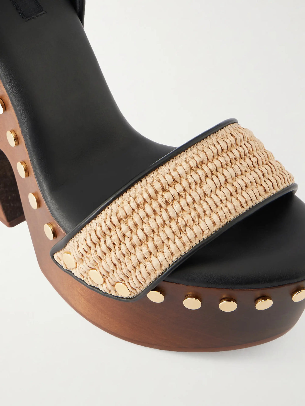 Studded Raffia Wedge Sandals