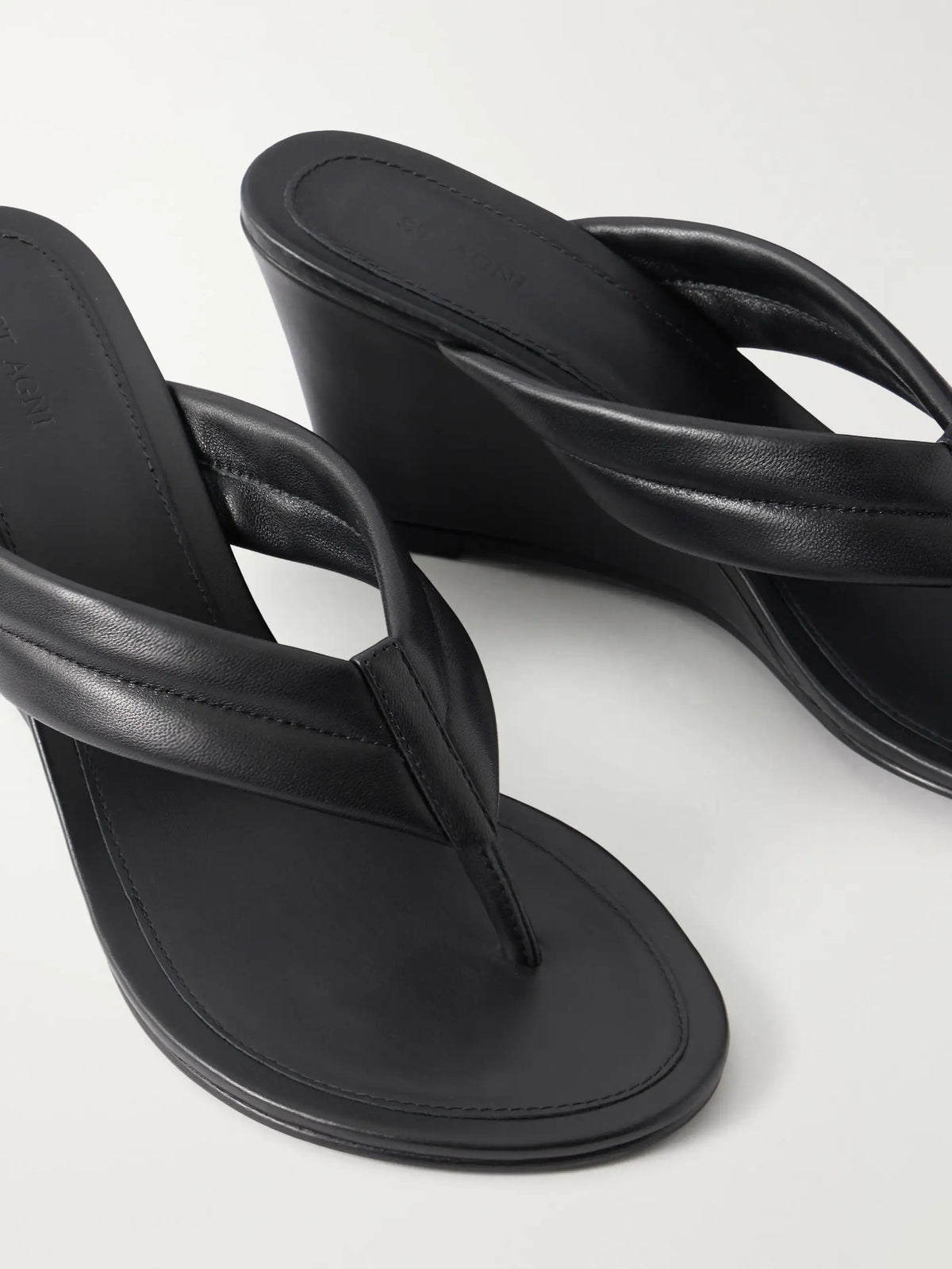 Leather Wedge Thong Sandals