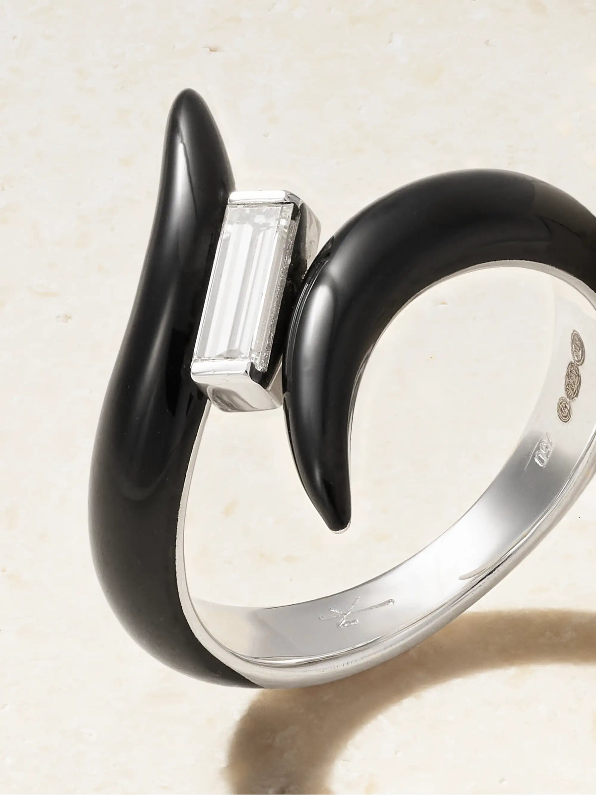 Oui 18-karat White Gold, Diamond And Enamel Ring
