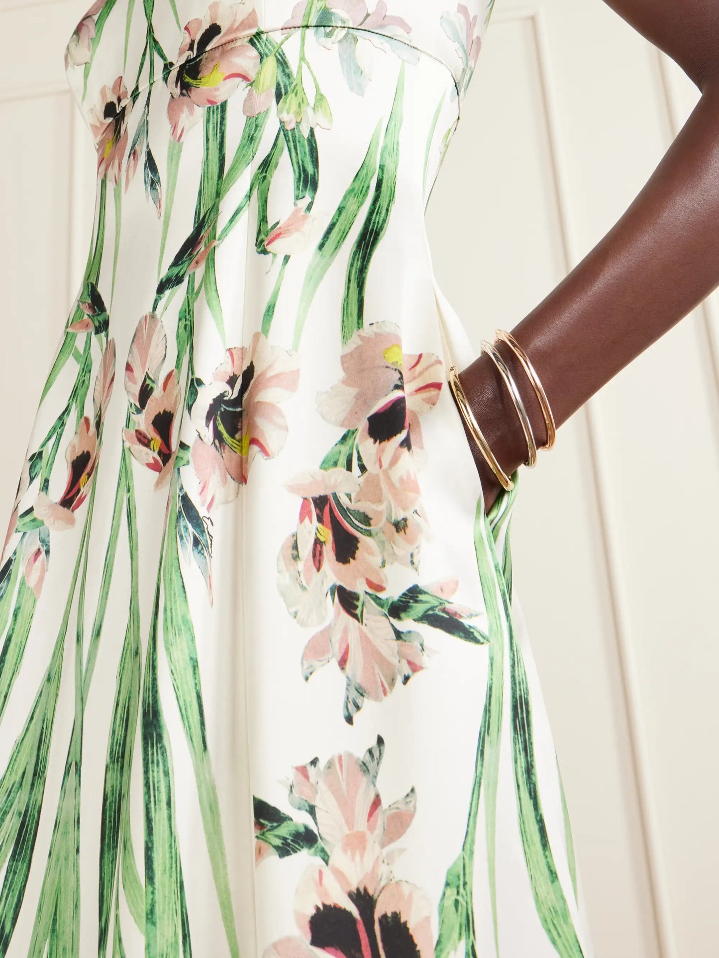 Duchess Floral-print Satin Midi Dress
