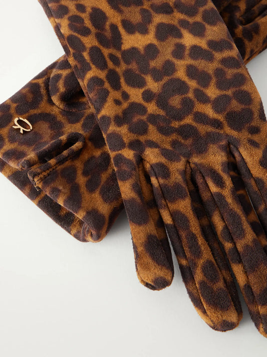 Gianvito Rossi Logo-embellished Leopard-print Suede Gloves