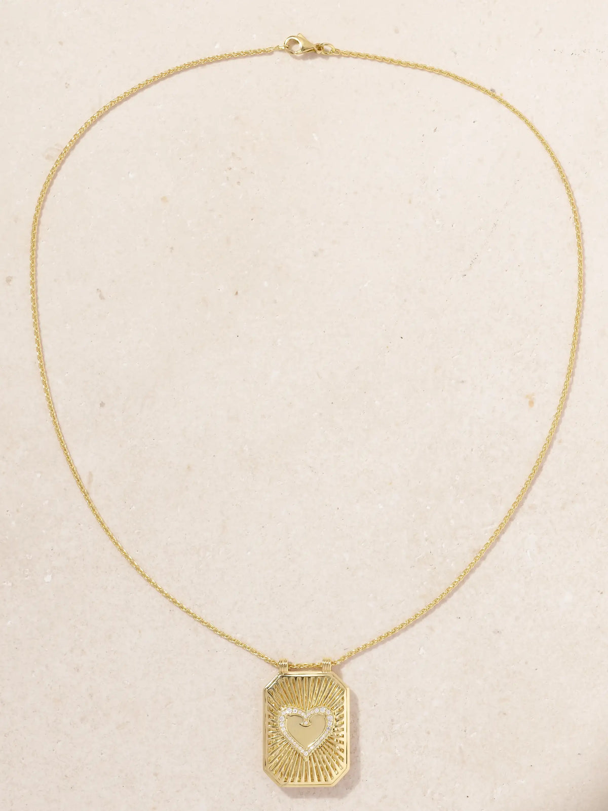 Heart Scapular 18-karat Gold Diamond Necklace