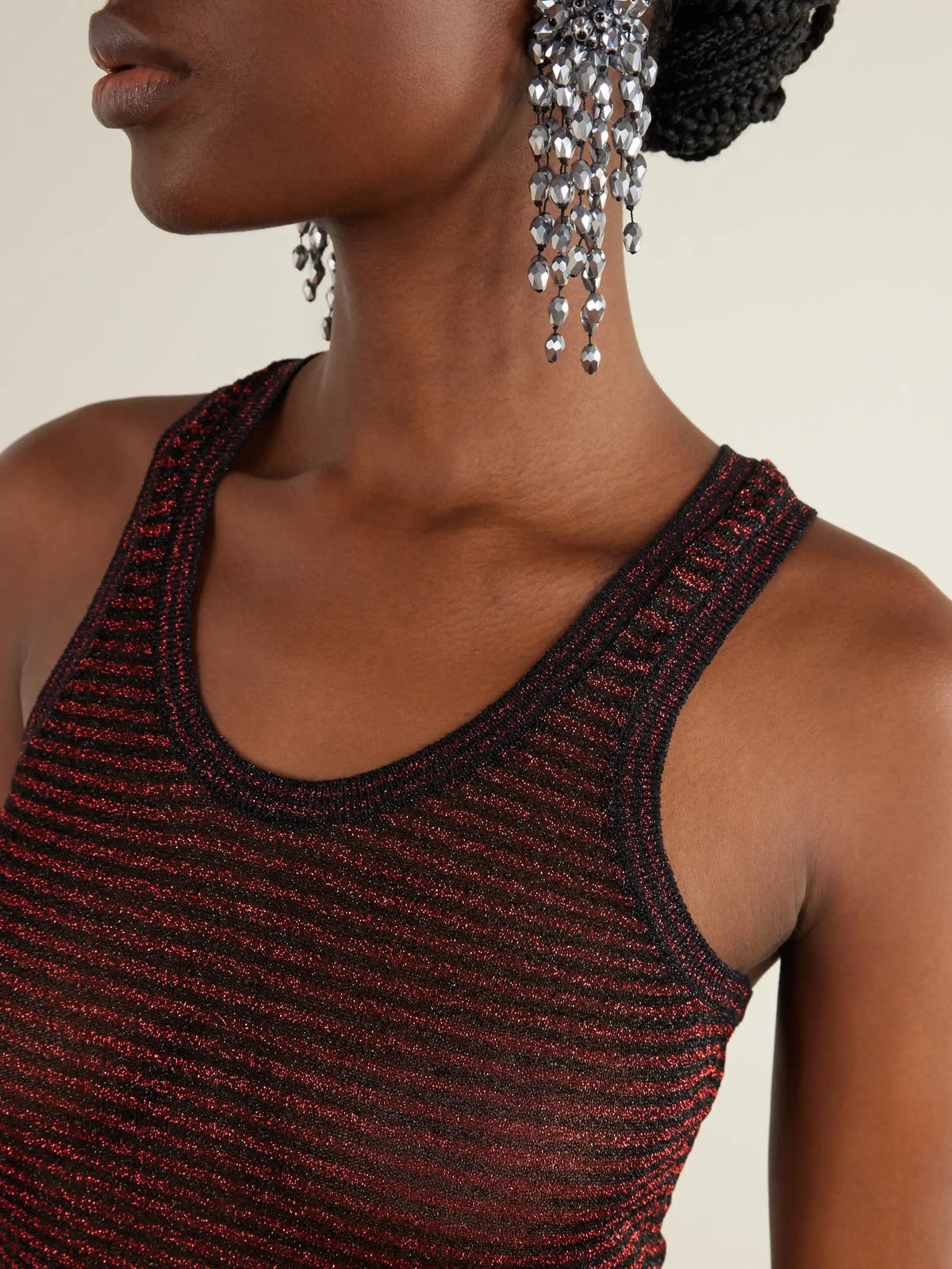 ISABEL MARANT Cevara Striped Metallic Mesh Tank