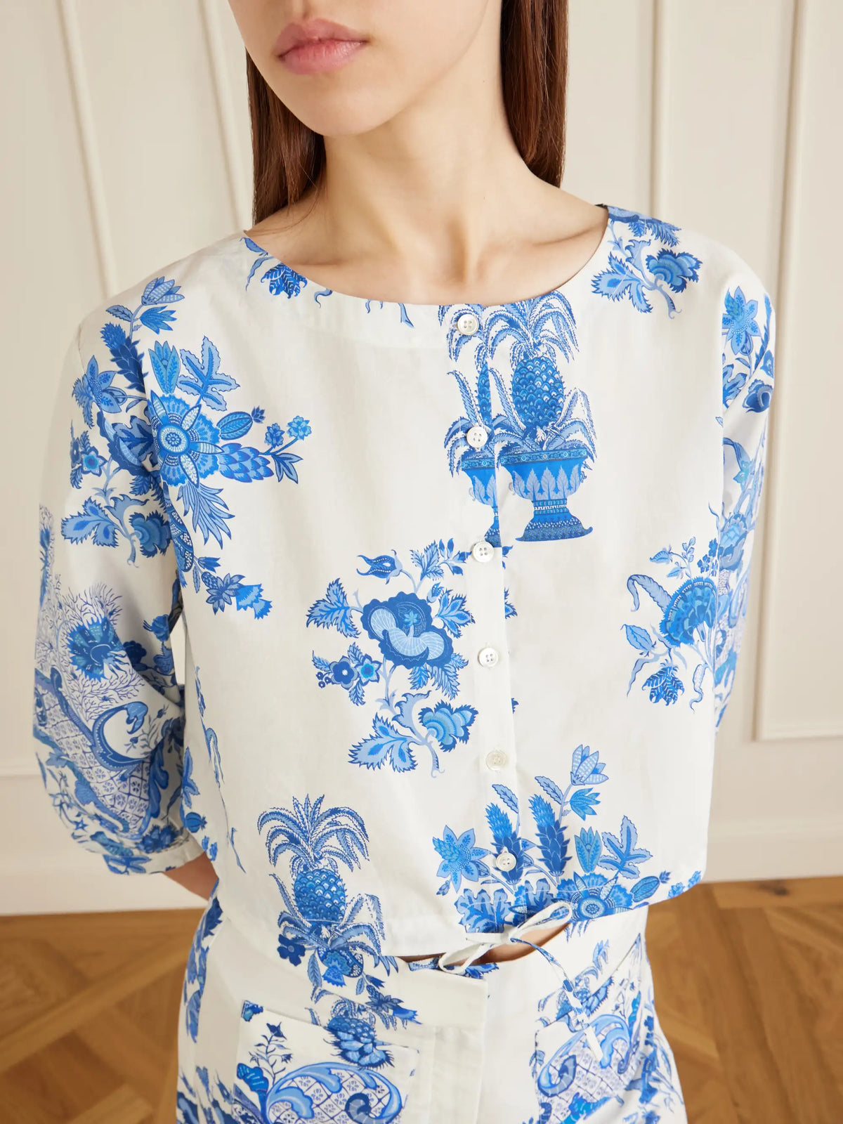 Emporio Sirenuse New Jinny Chintz Floral-print Cotton Blouse