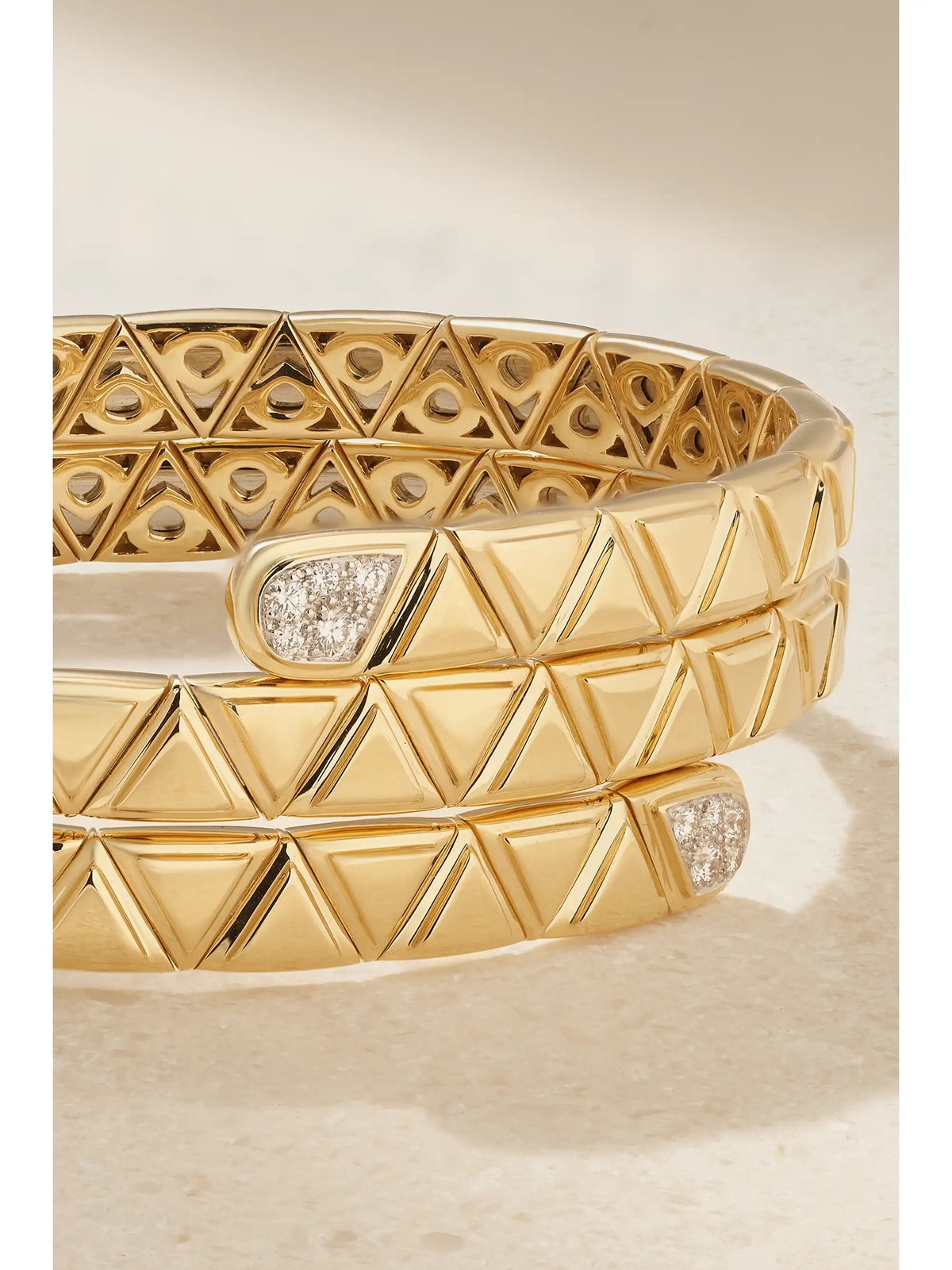 Triangolini Triple 18-karat Gold Diamond Bangle