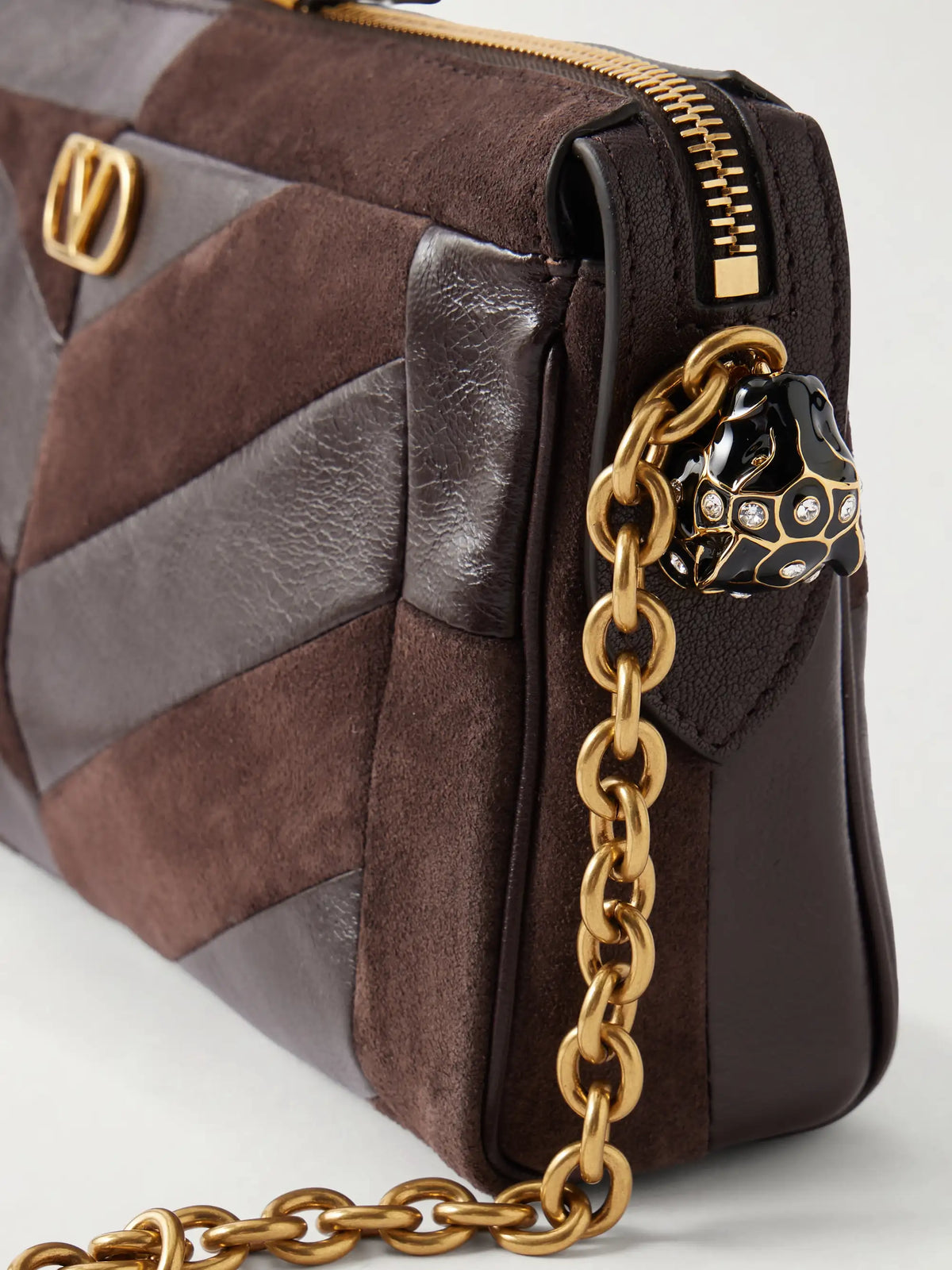 Panthea Small Patchwork Leather And Suede Shoulder Bag