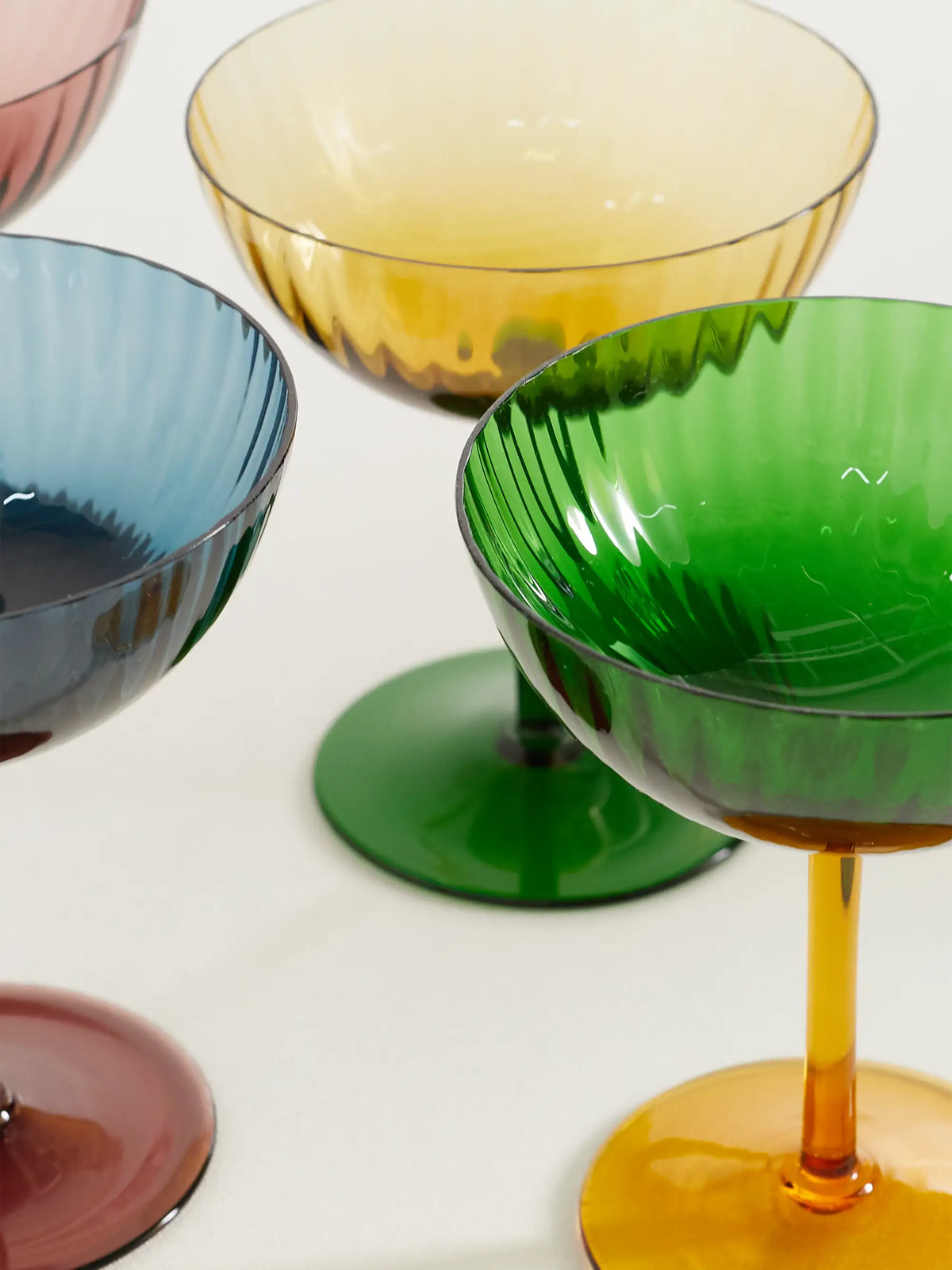 Rainbow Set Of Four Murano Glass Champagne Coupes