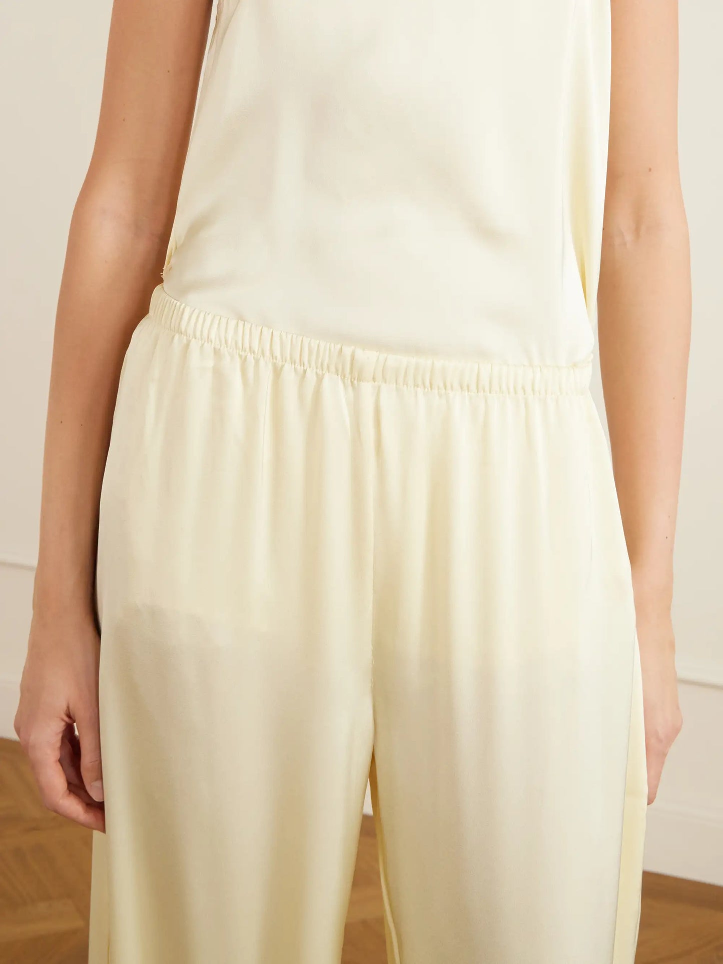 Adnina Lace-trimmed Recycled-satin Wide-leg Pants