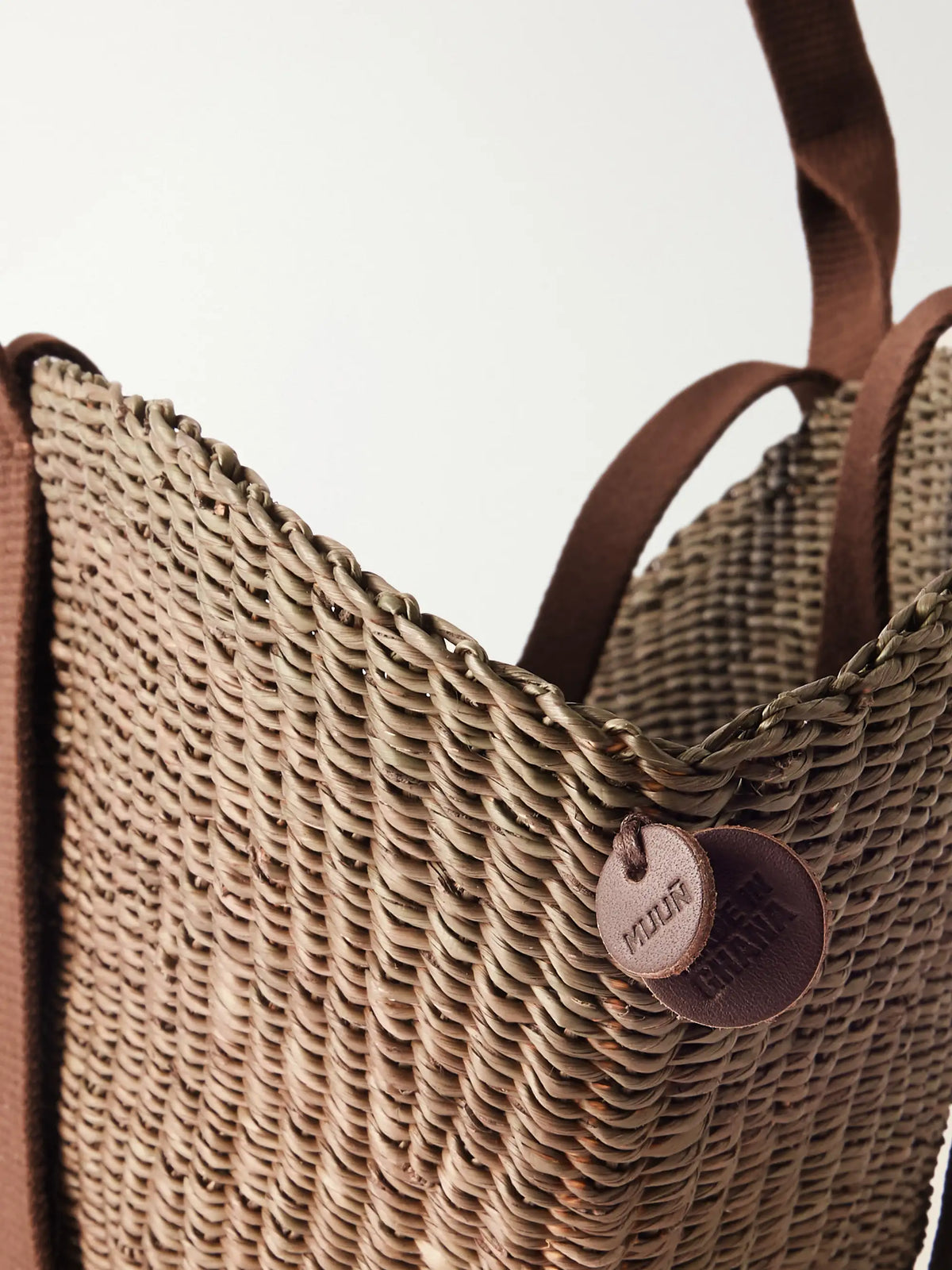 MUUÑ Sophie Mini Cotton-trimmed Raffia Tote
