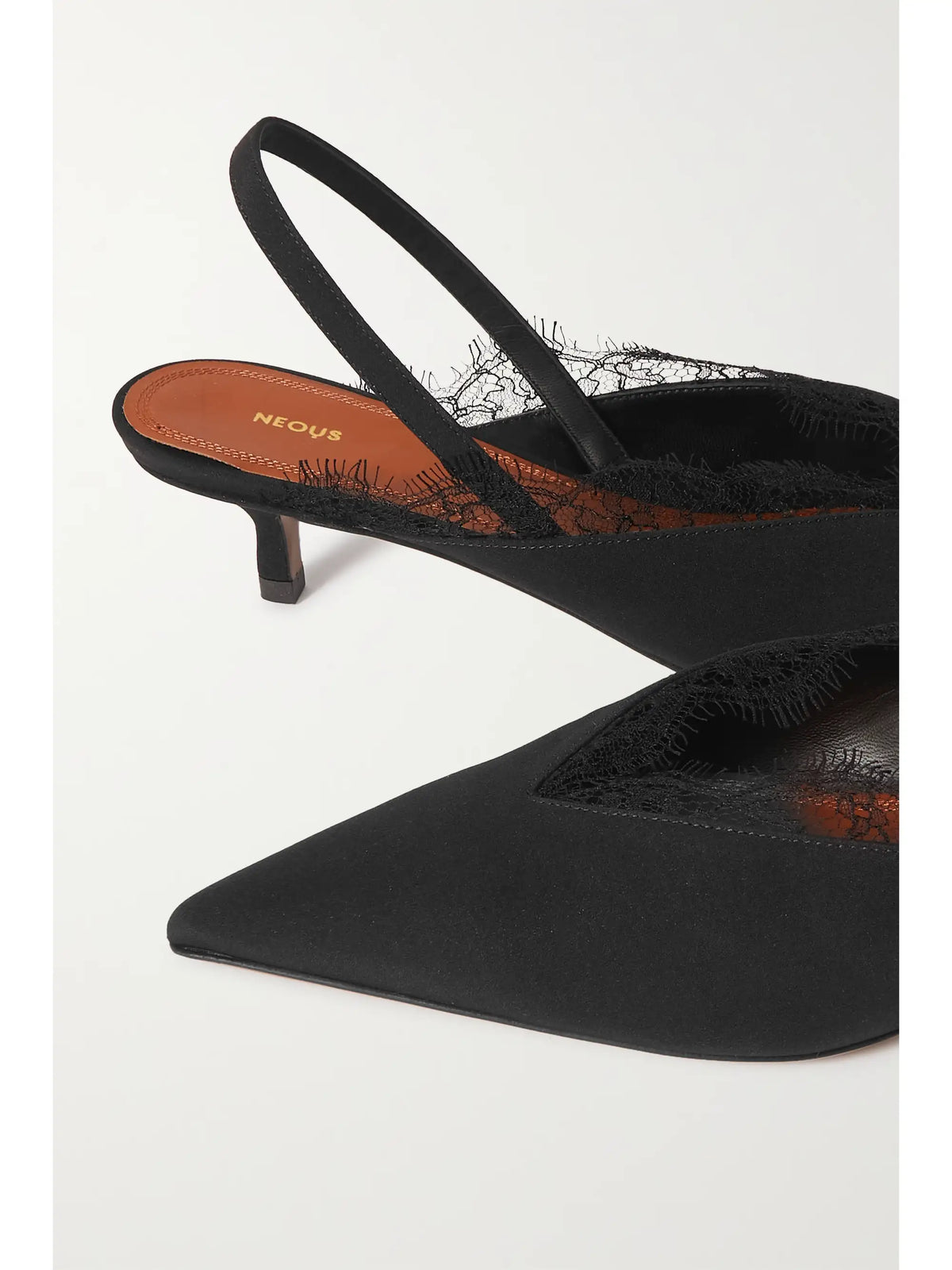 Irena Lace-trimmed Crepe De Chine Slingback Pumps