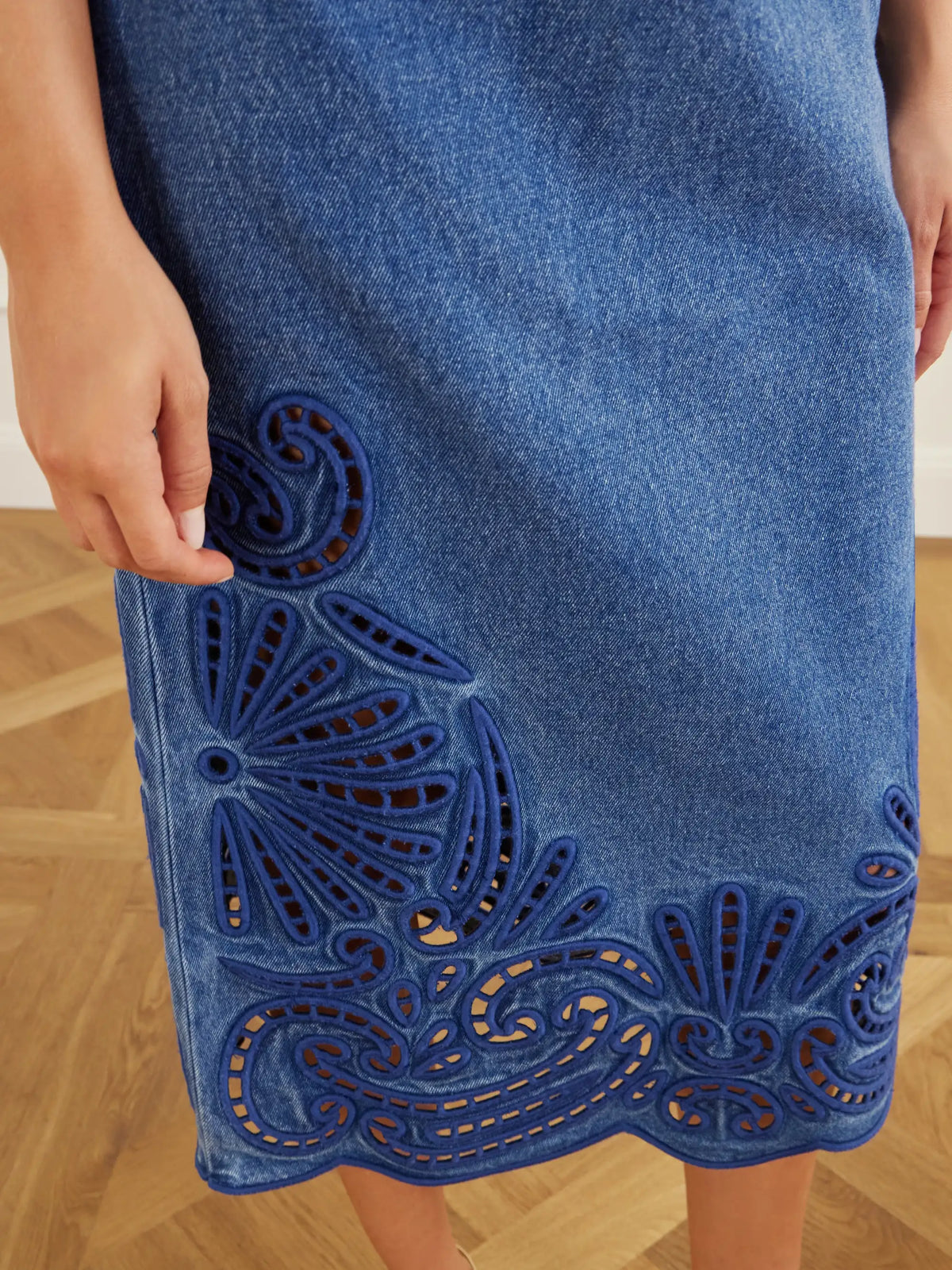 Ulla Johnson The Jane Eyelet Broderie Anglaise Denim Midi Dress