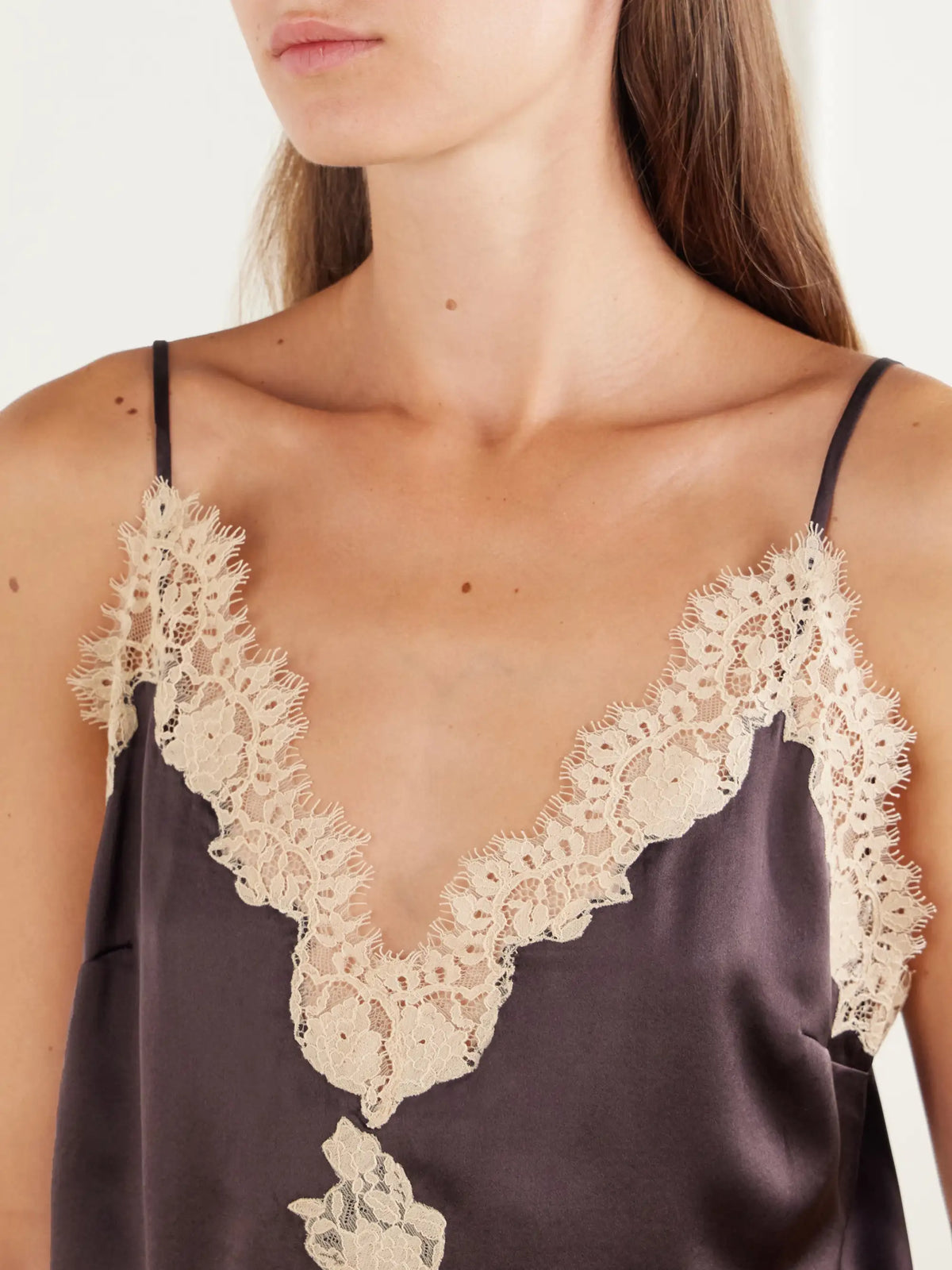 DÔEN Kira Lace-trimmed Silk-satin Cami