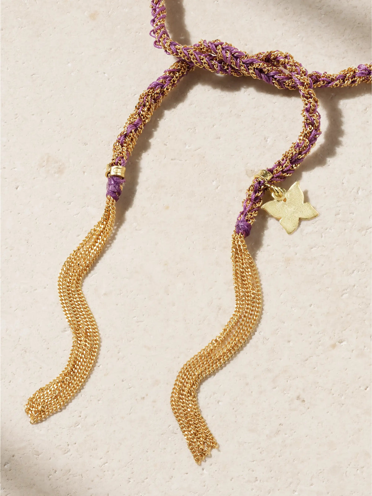 Lucky Freedom + Butterfly 18-karat Gold And Silk Bracelet