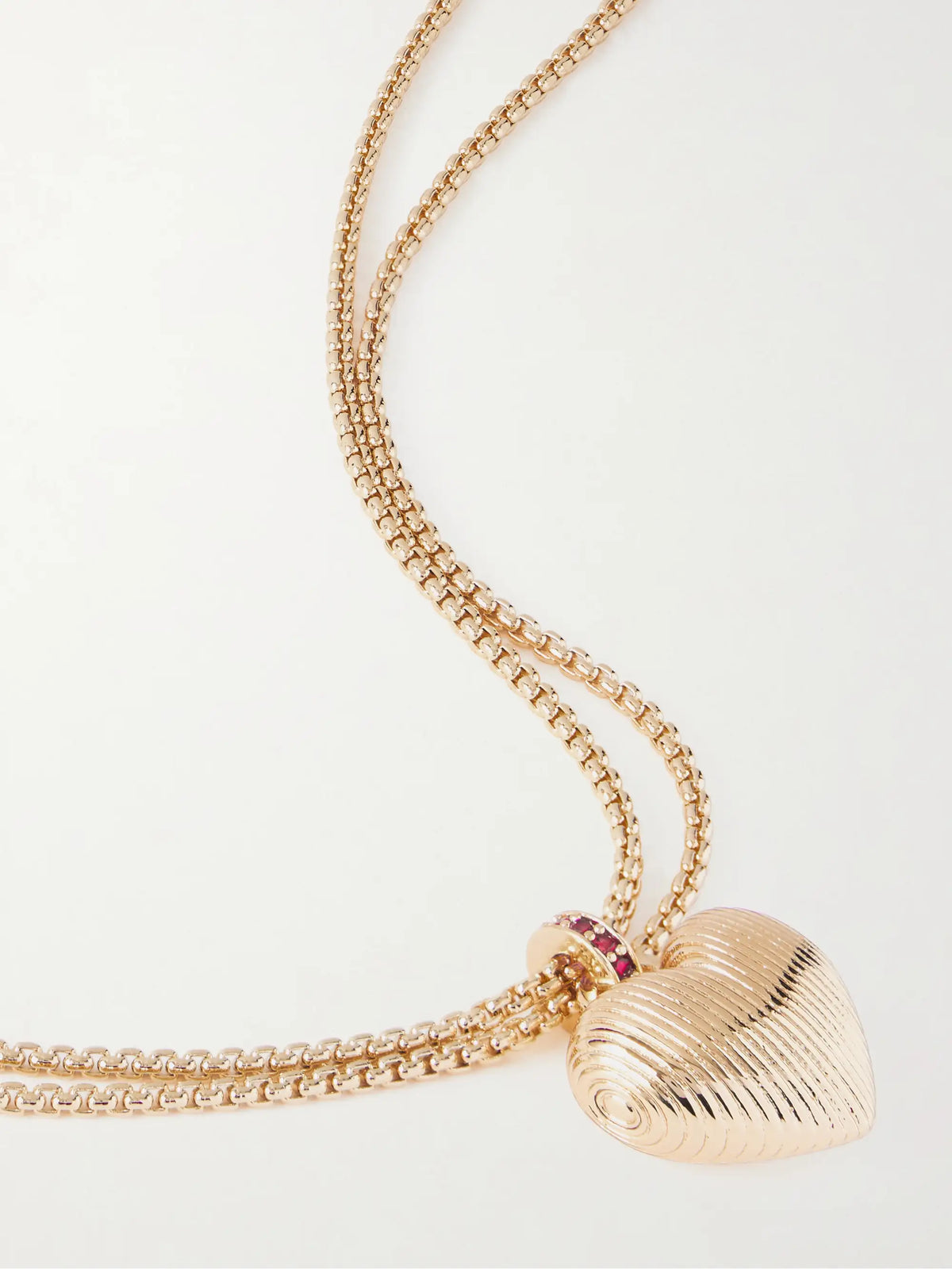 Textured Heart Gold-tone Necklace