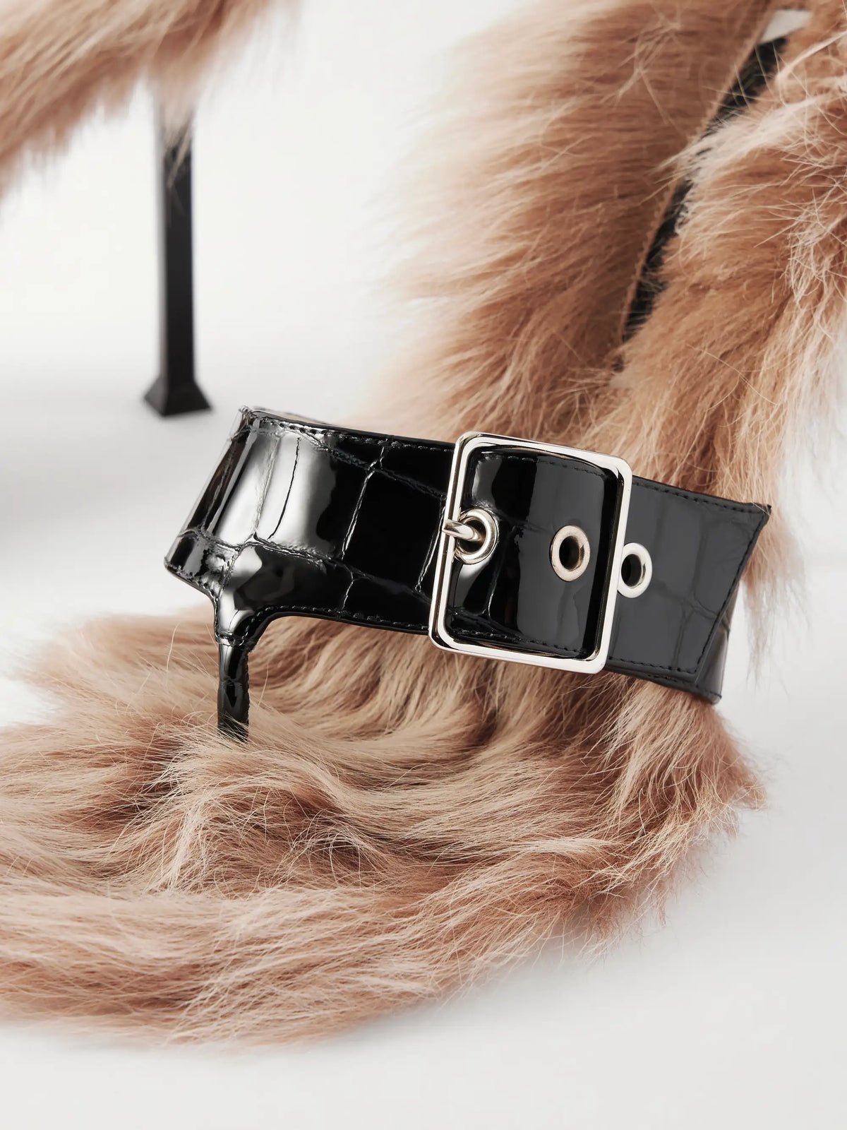 Helix Buckled Shearling-lined Croc-effect Leather Sandals