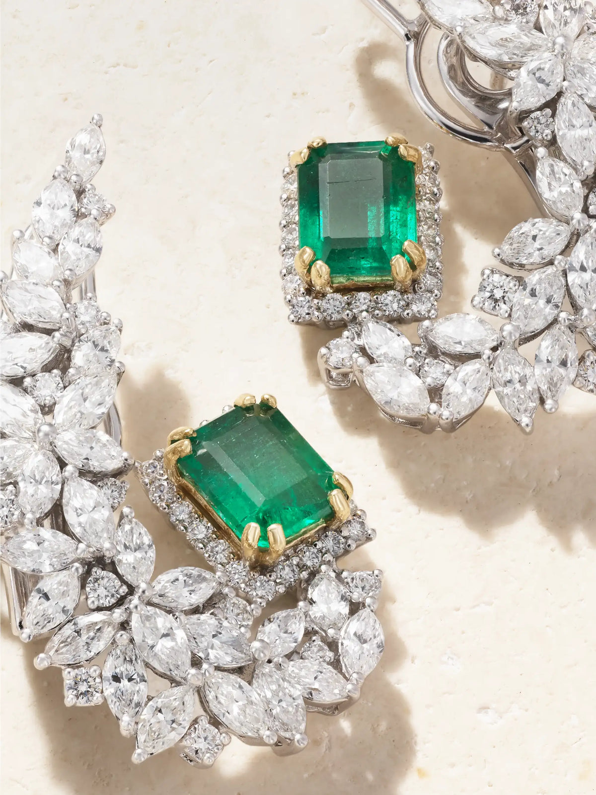 18-karat White And Yellow Gold, Emerald And Diamond Earrings