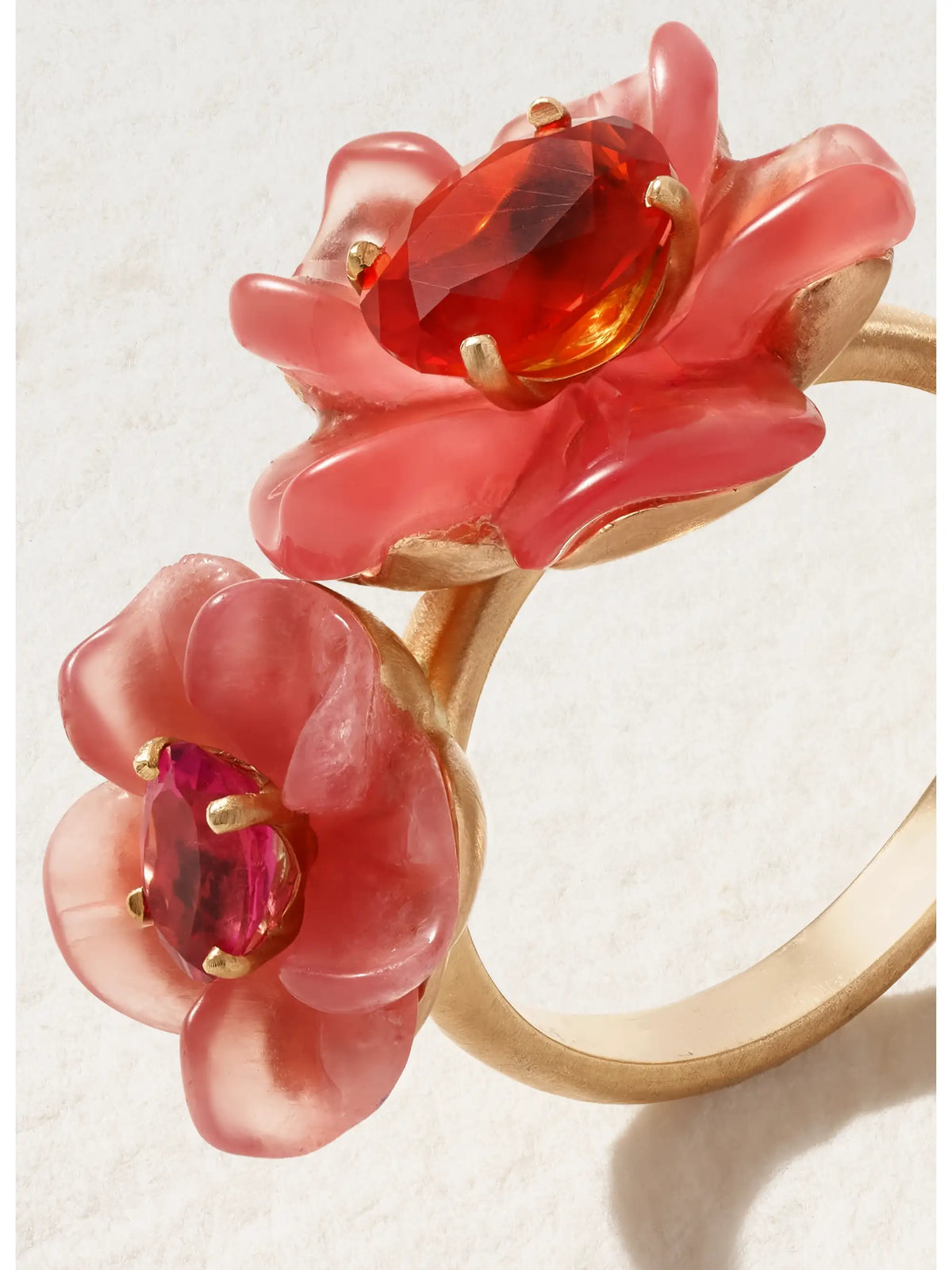Tropical Flower Duet 18-karat Rose Gold Multi-stone Ring