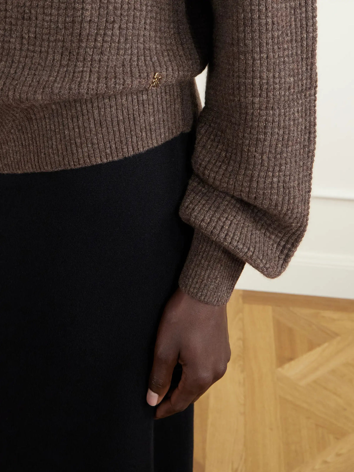 ÉTERNE Brock Waffle-knit Cashmere Sweater