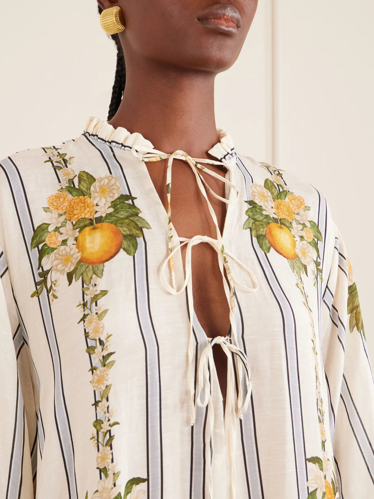 Agua by Agua Bendita Datil Striped Floral-print Gauze Coverup