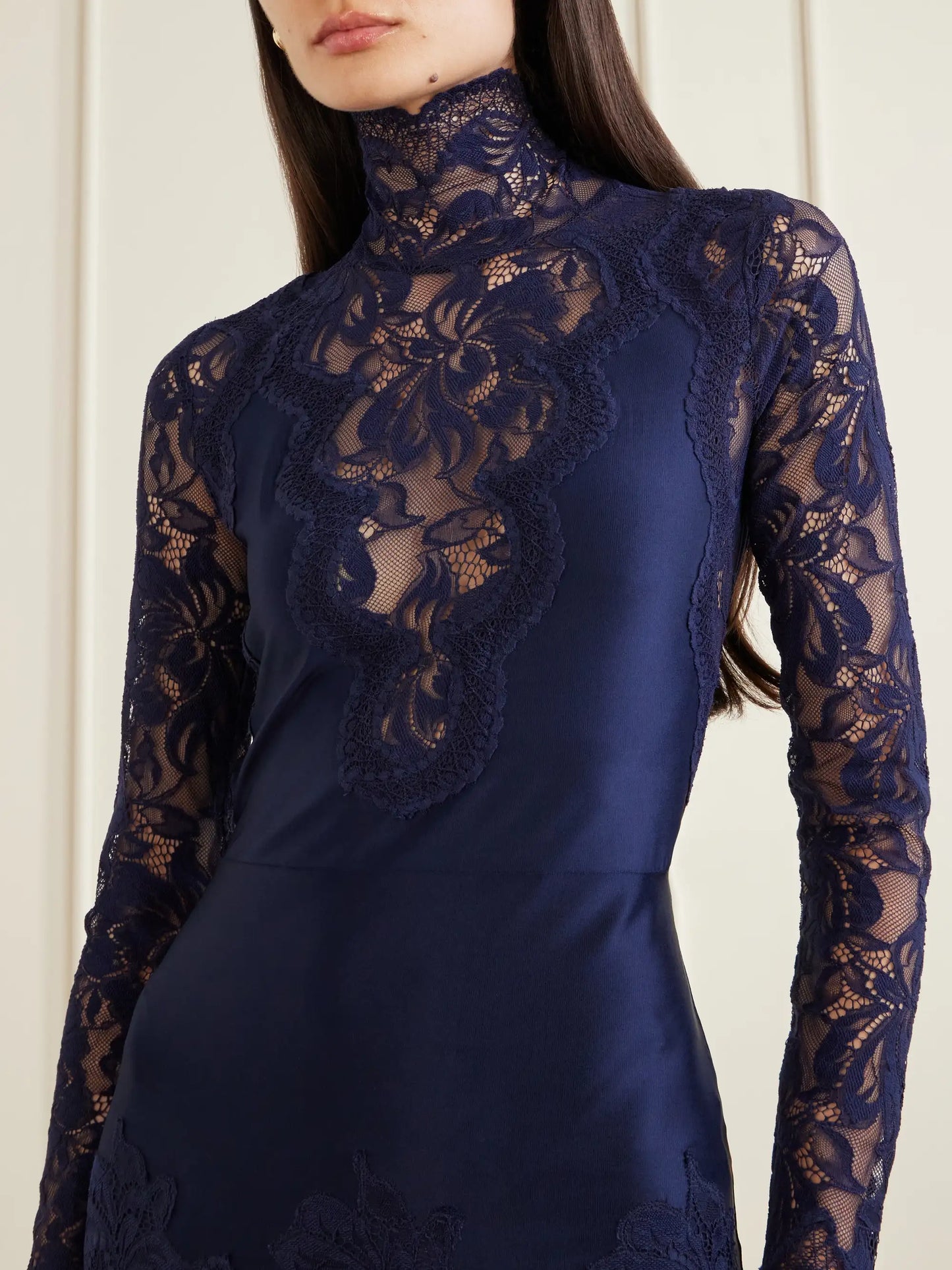 Lace-trimmed Jersey Maxi Dress