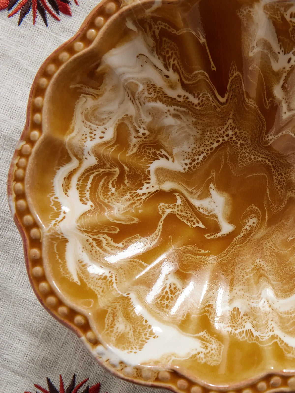 Set Of Two Small Scalloped Ceramic Bowls