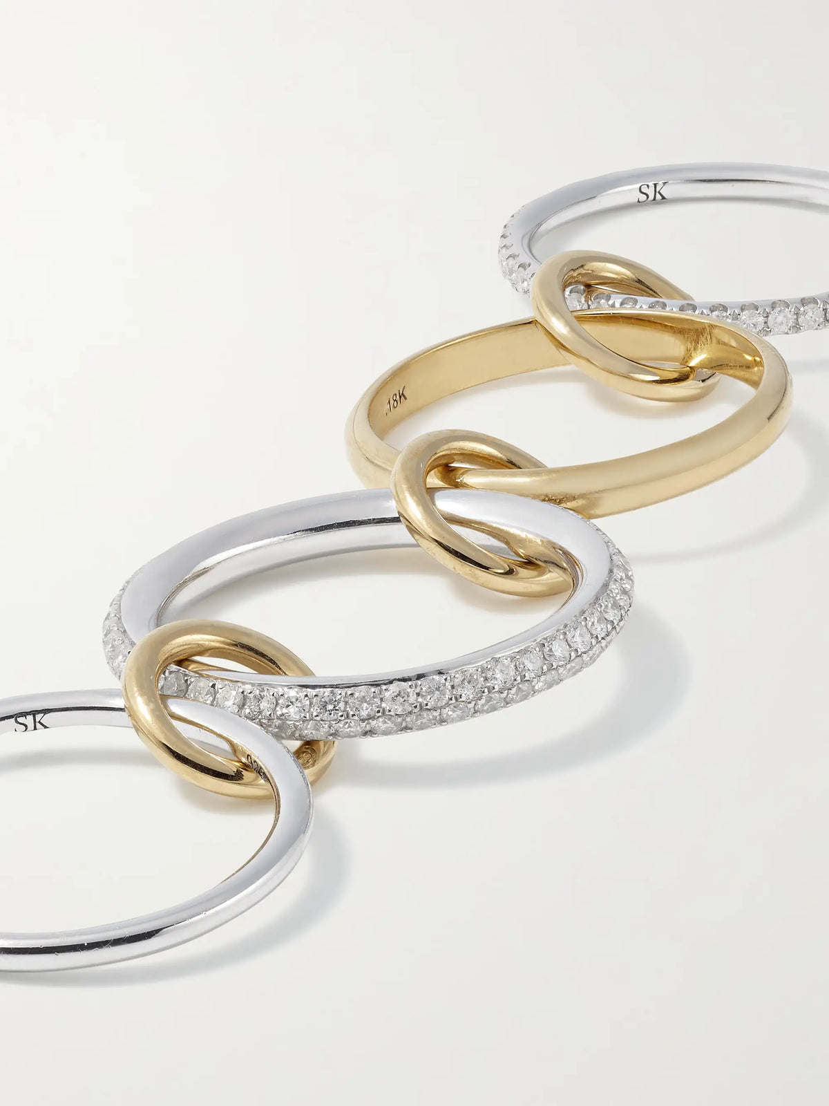 Vega Set Of Four Sterling Silver And 18-karat Gold Diamond Rings