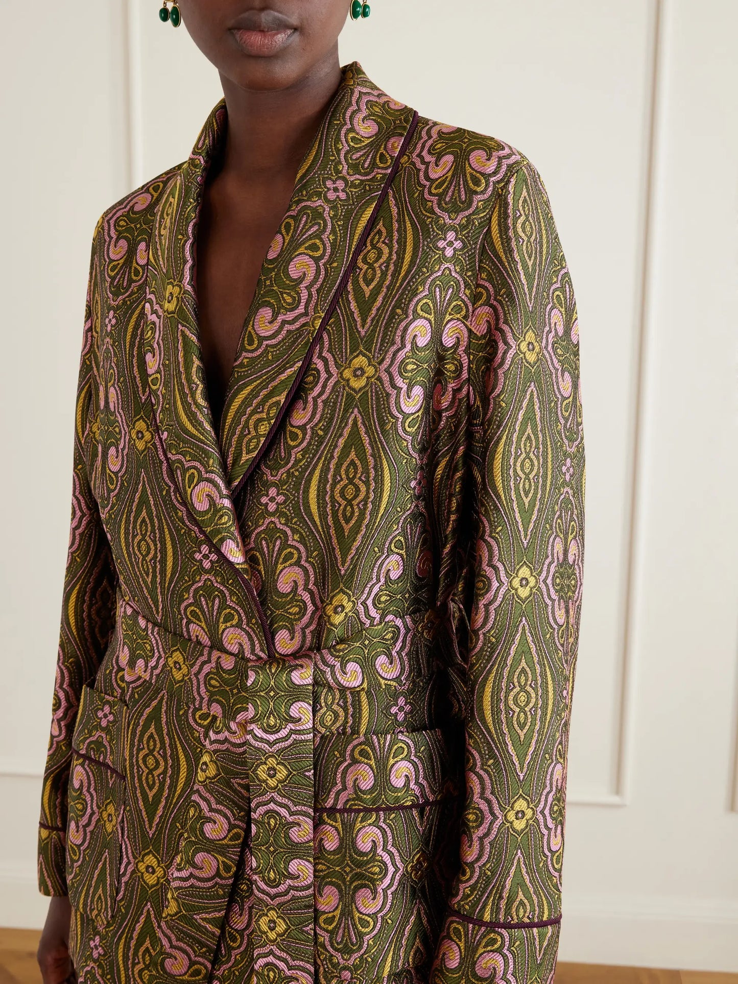Metallic Jacquard Crepe Blazer