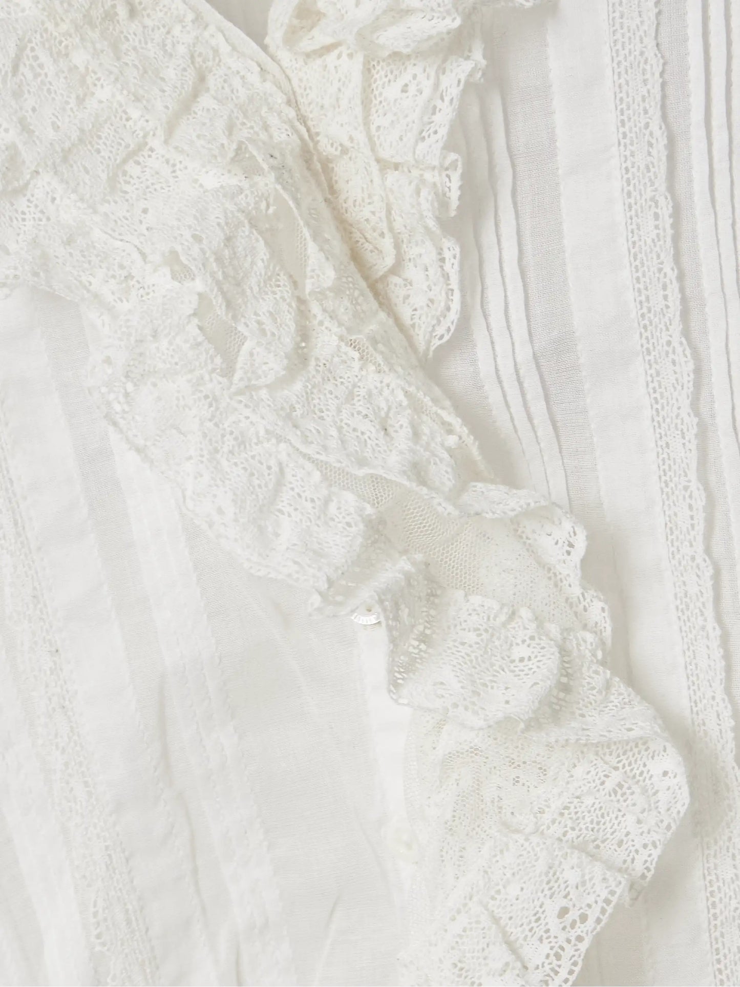 Bernadette Lace-trimmed Pintucked Organic Cotton-voile Blouse