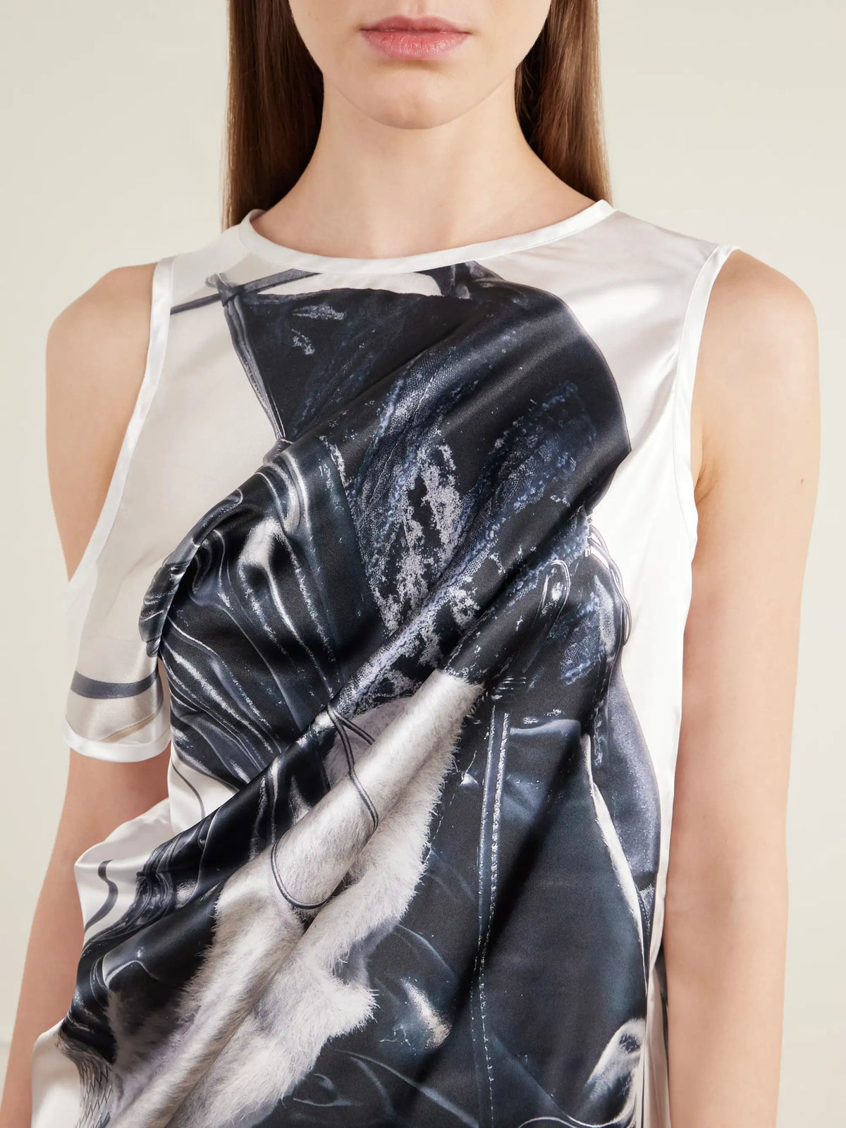 Junya Watanabe Cut-out Printed Satin Midi Dress