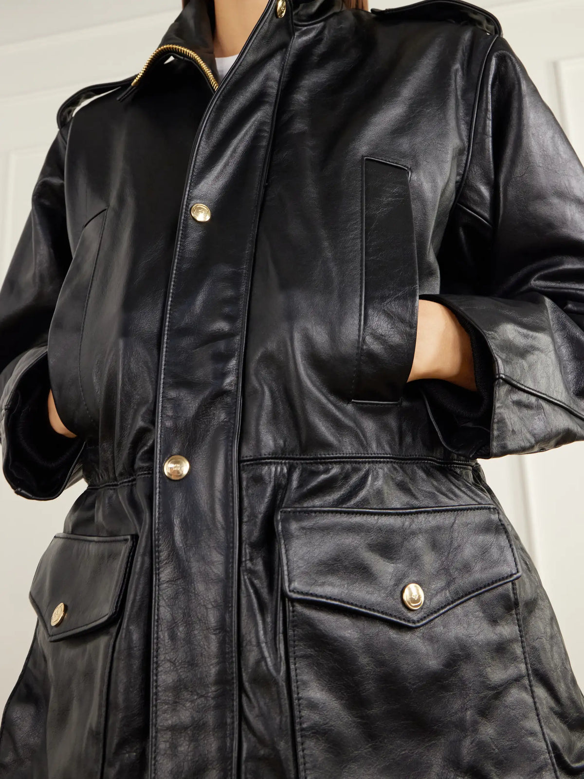 RÙADH The Blackadder Drawstring Glossed-leather Jacket
