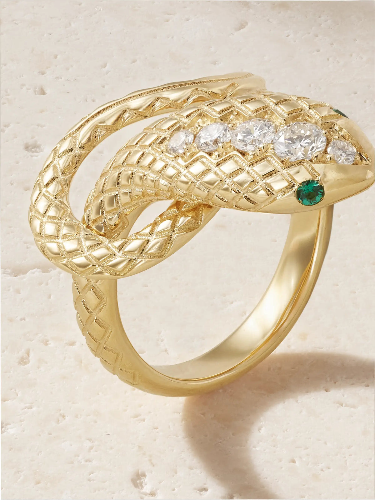 Snake 18-karat Gold, Emerald And Diamond Ring