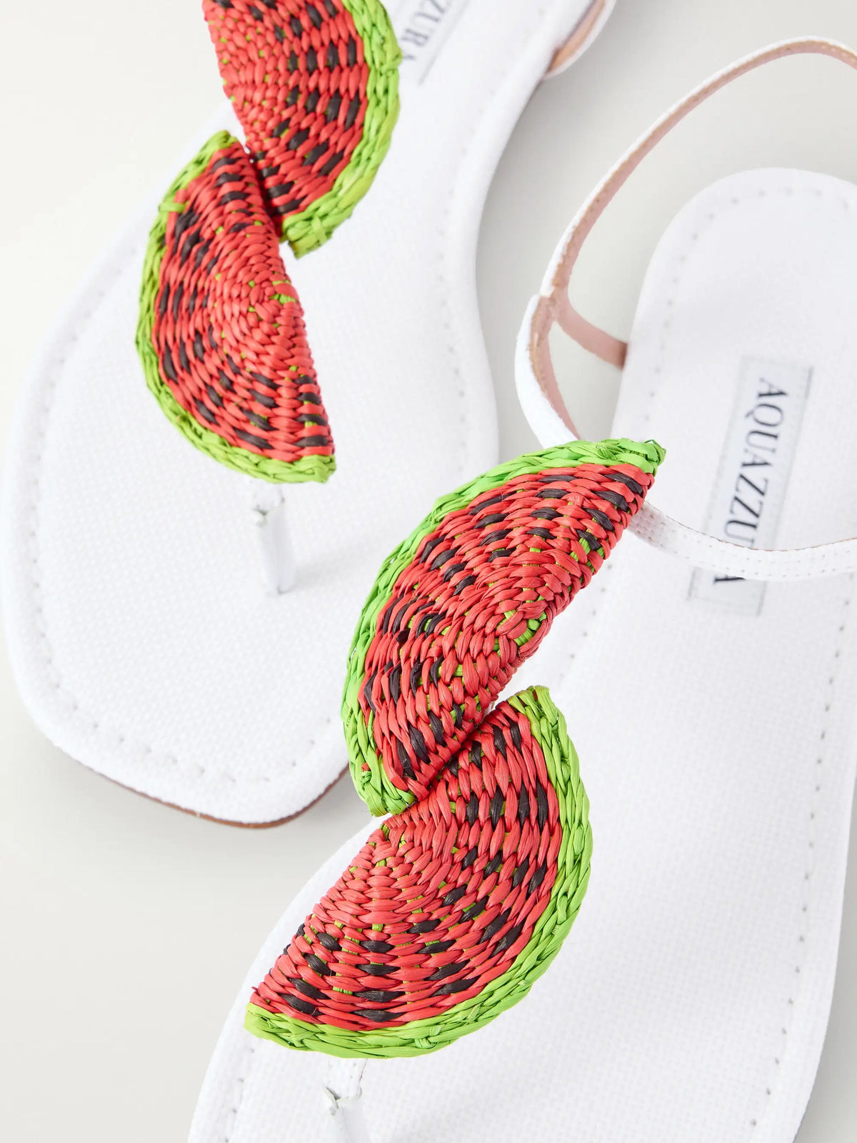 Embellished Raffia Thong Sandals
