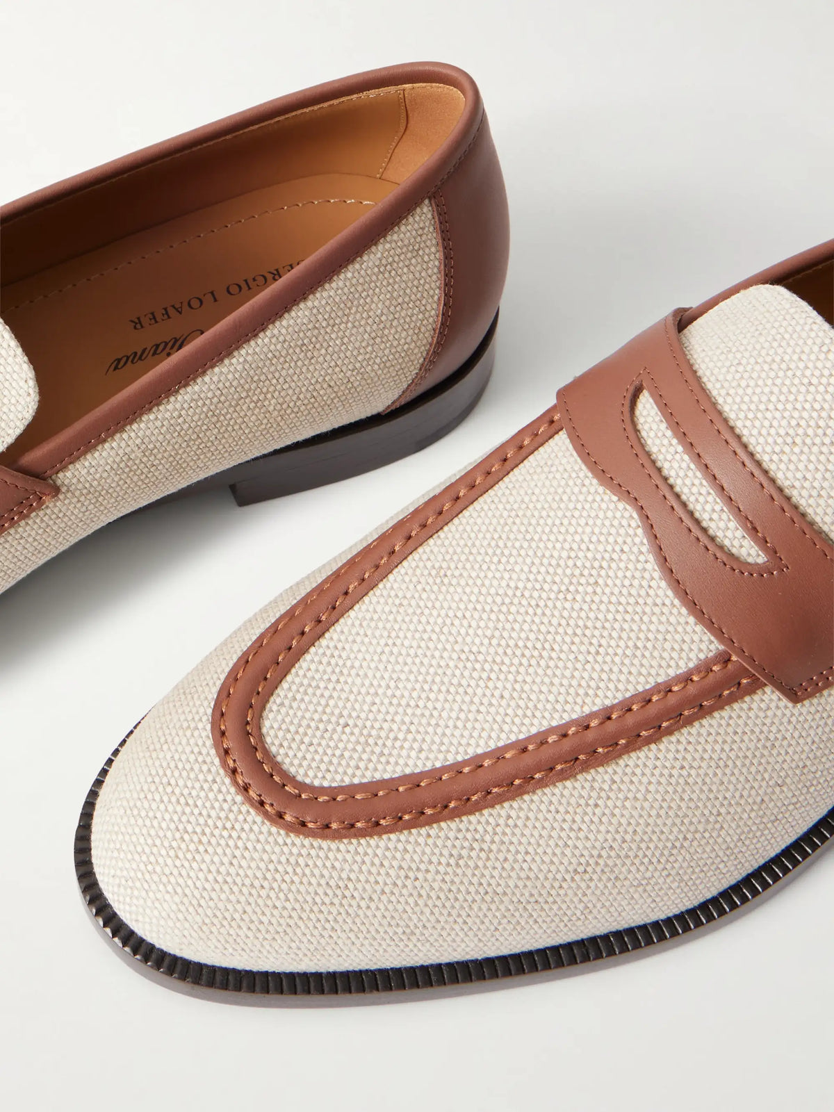 Sergio Leather-trimmed Canvas Loafers
