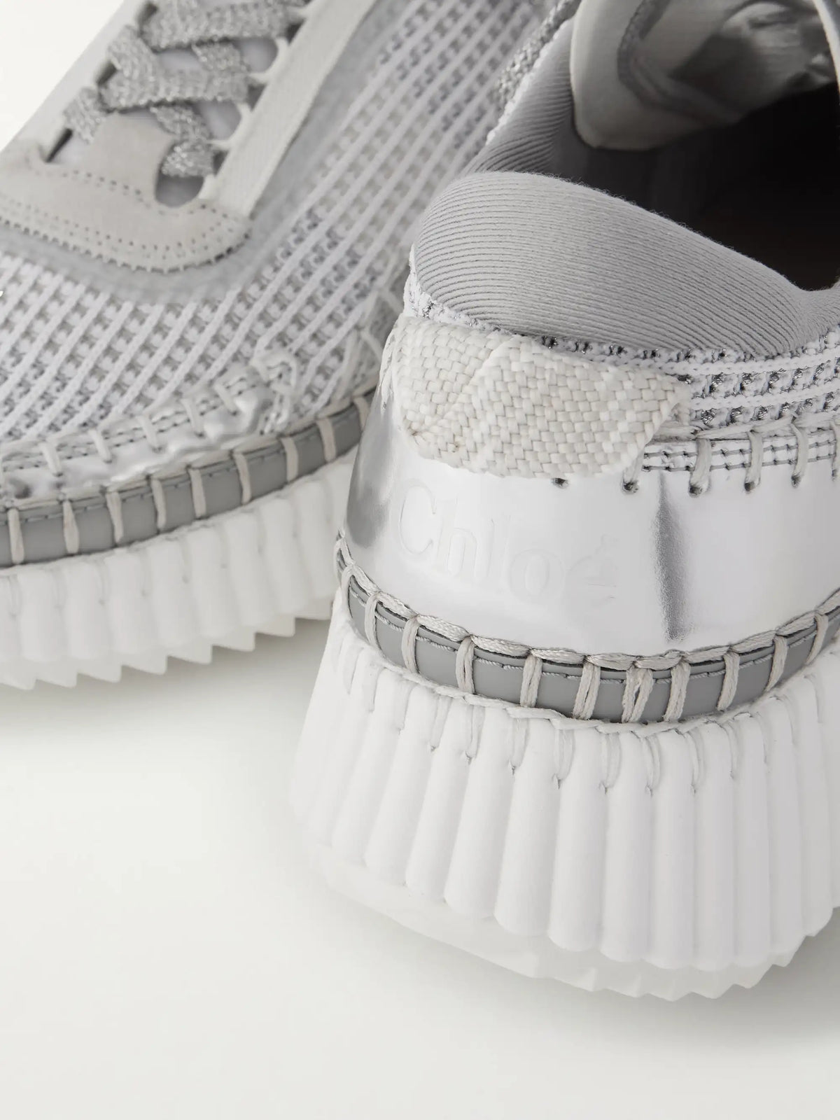 Nama Metallic Leather-trimmed Mesh Sneakers