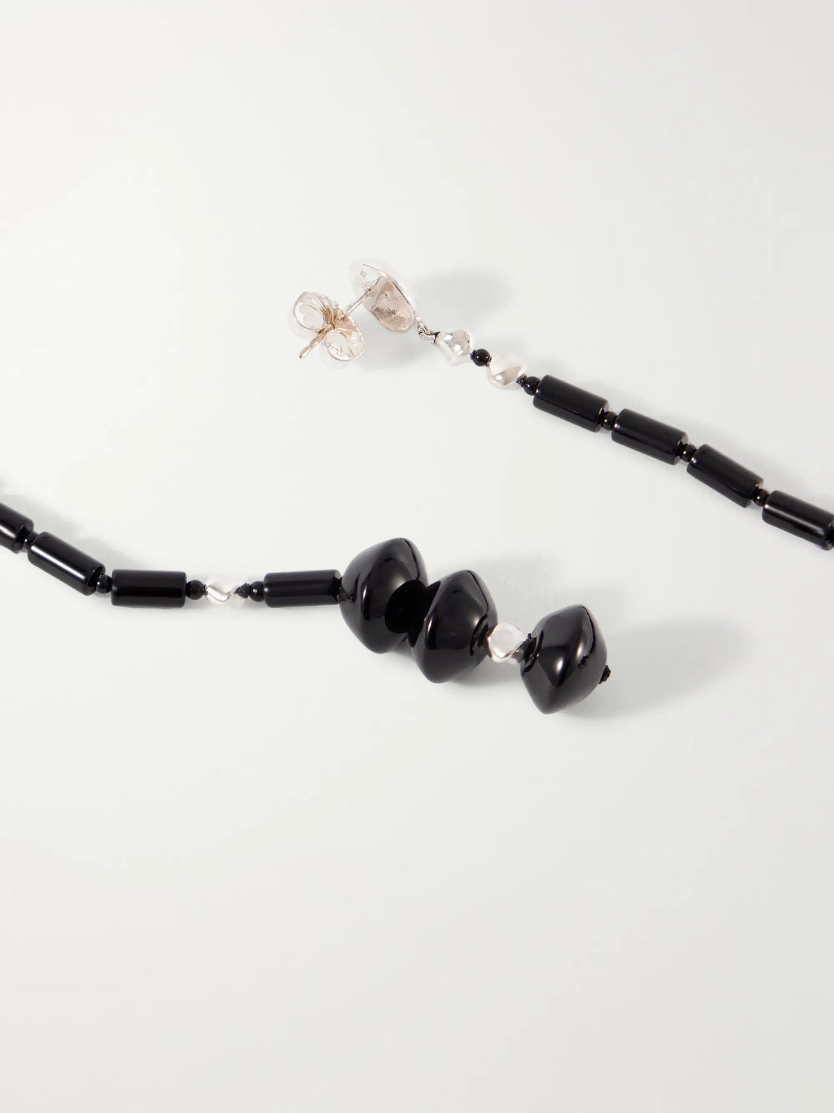 AGMES Margot Silver-tone Onyx Earrings