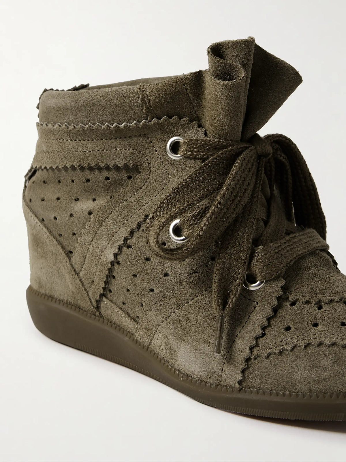 Bobby Perforated Suede Wedge Sneakers