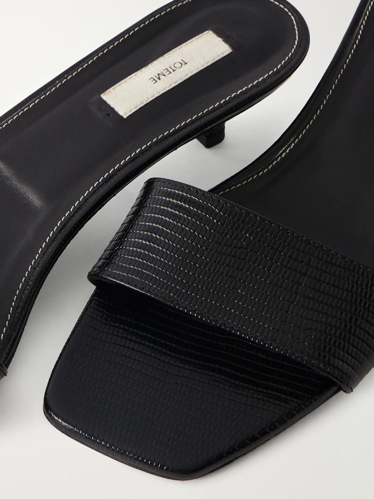 Lizard-effect Leather Sandals
