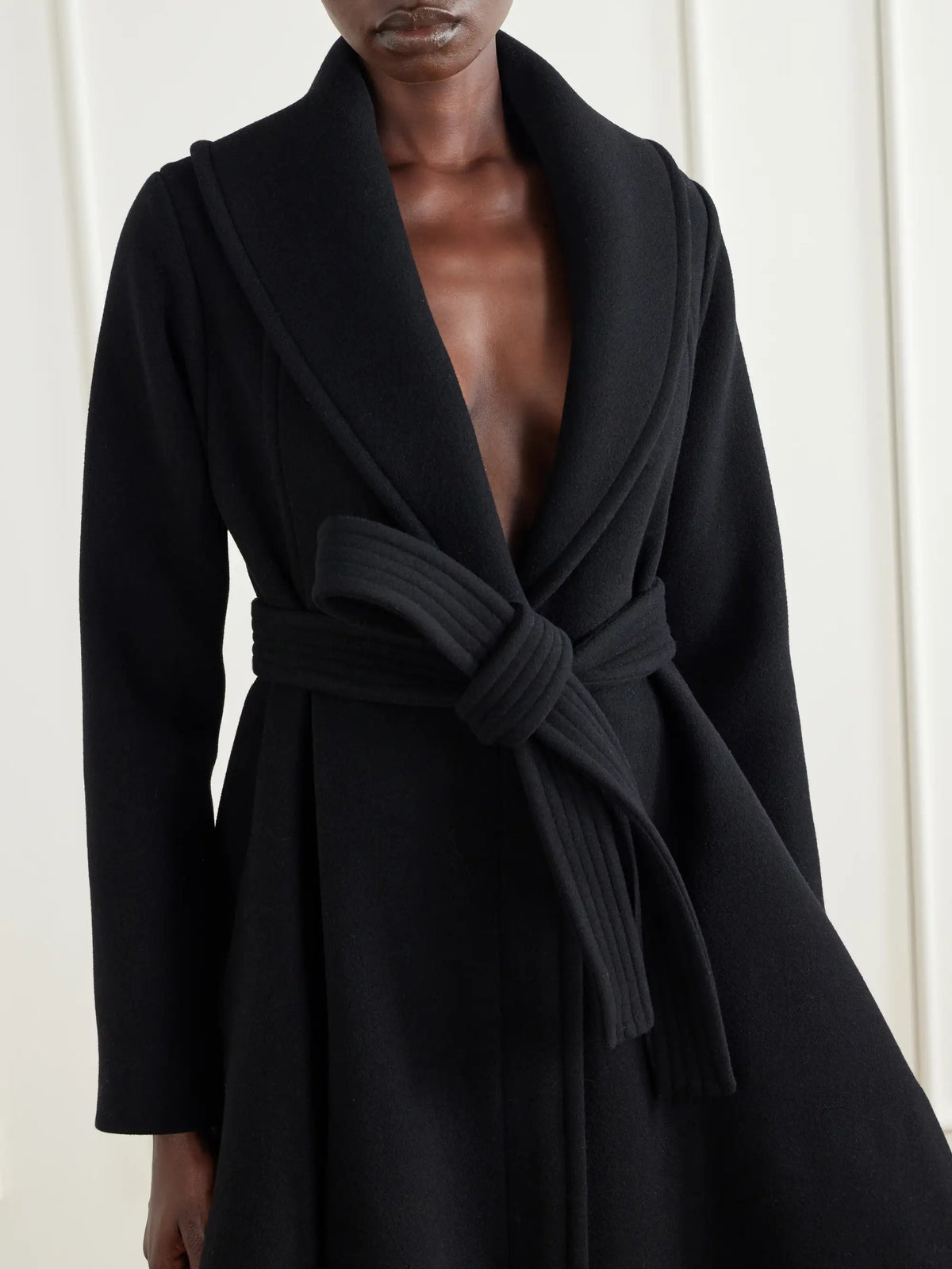 Alaïa Belted Asymmetric Draped Virgin Wool Coat