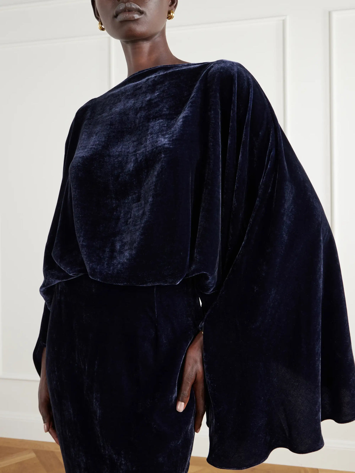 Taller Marmo Musidora Cape-effect Draped Velvet Gown