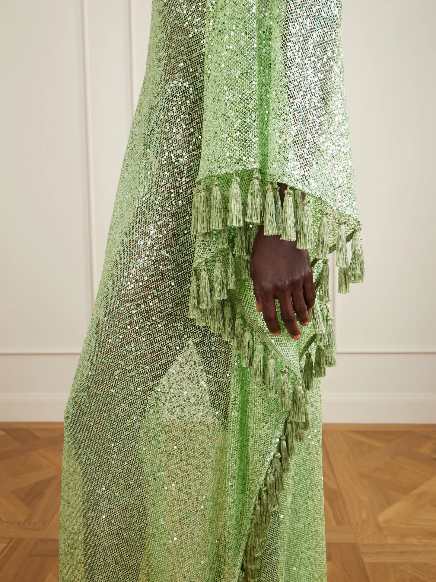 Sequined Fringed Gown