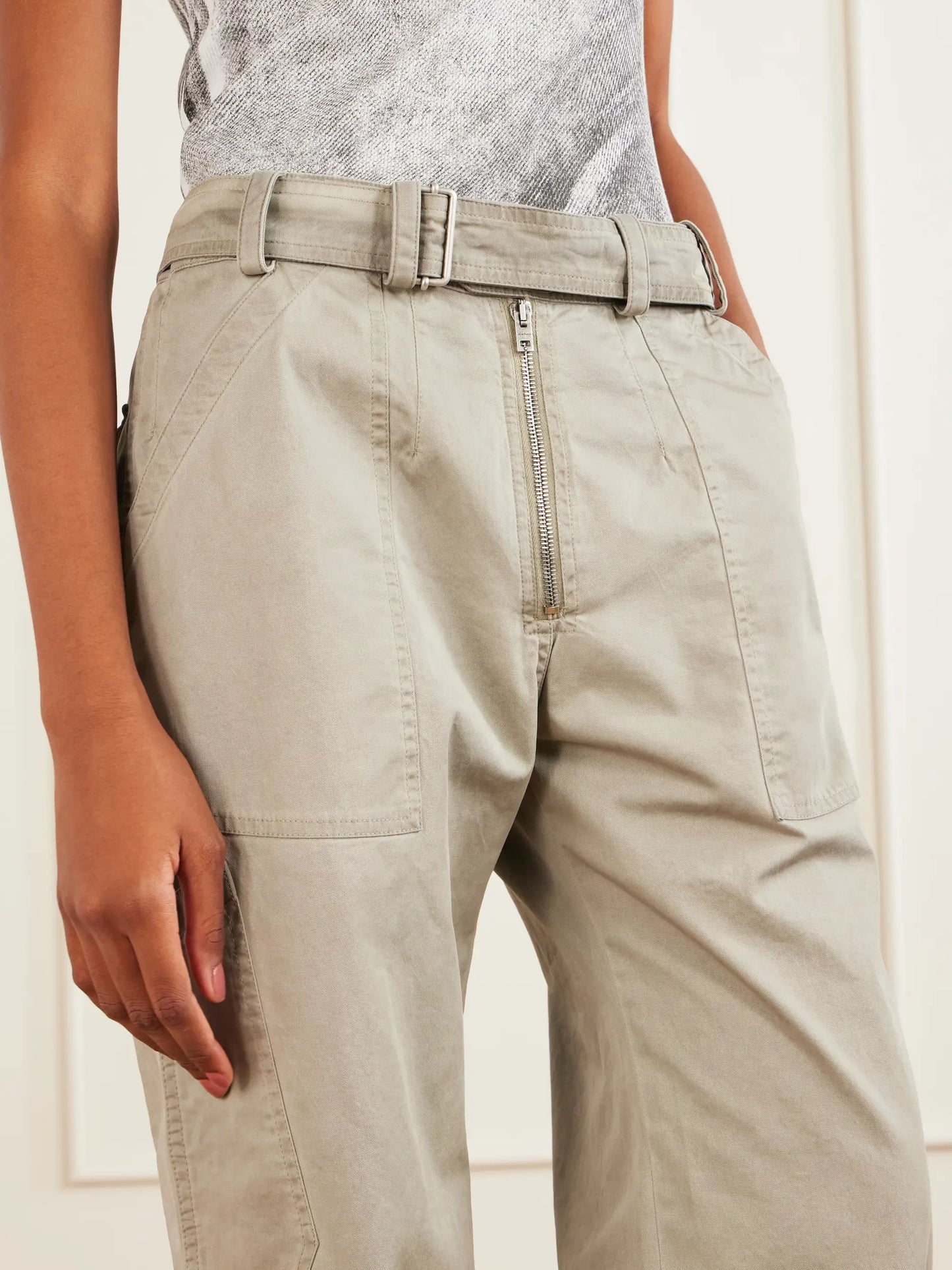 Belted Cotton-blend Gabardine Wide-leg Pants