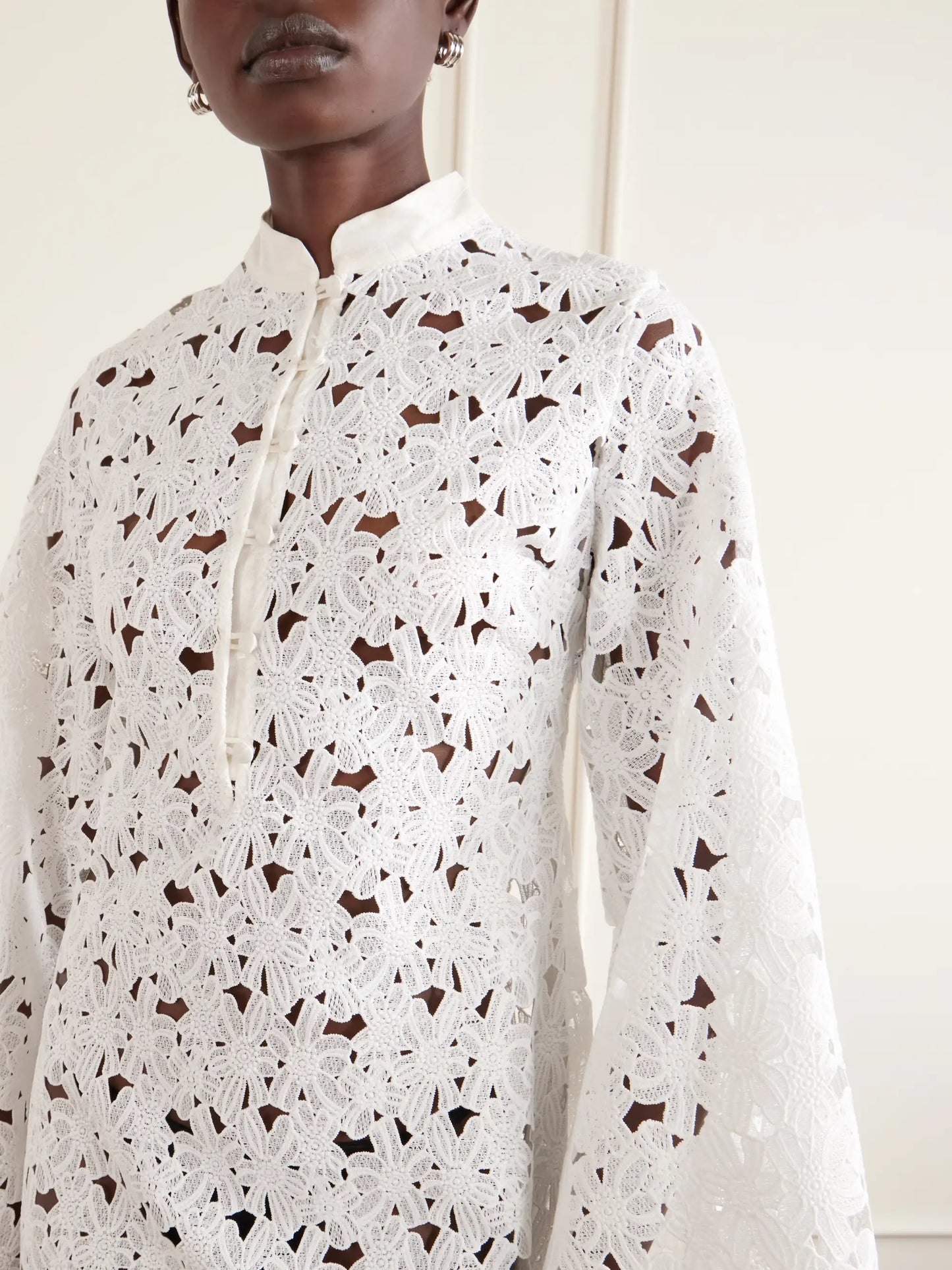 Eleonora Floral-embroidered Silk-trimmed Broderie Anglaise Kaftan