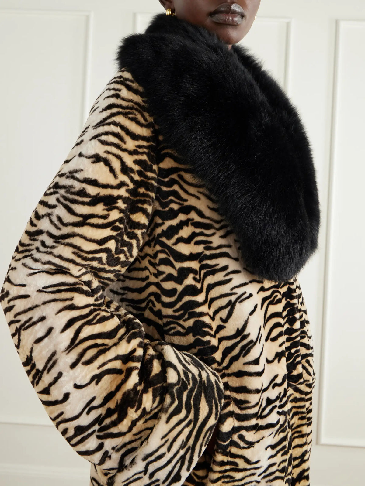 Nour Hammour Nina Tiger-print Shearling Coat