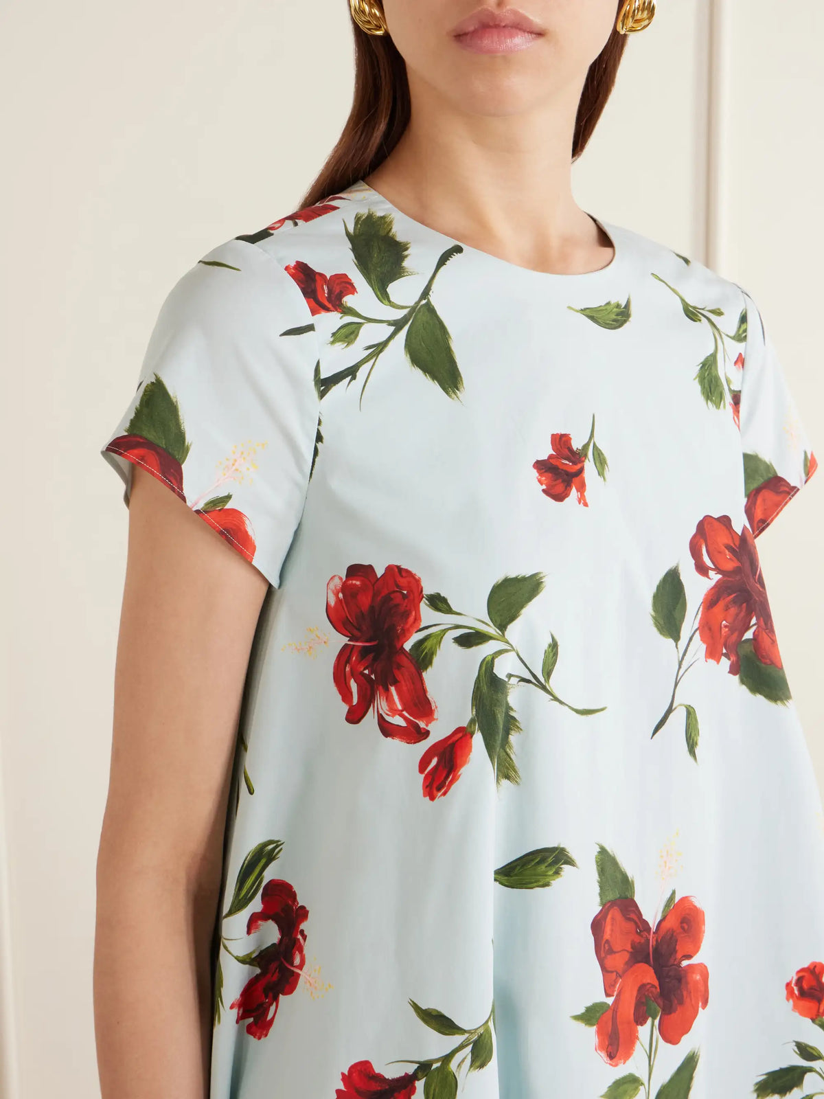 Oscar de la Renta Floral-print Cotton-blend Poplin Mini Dress