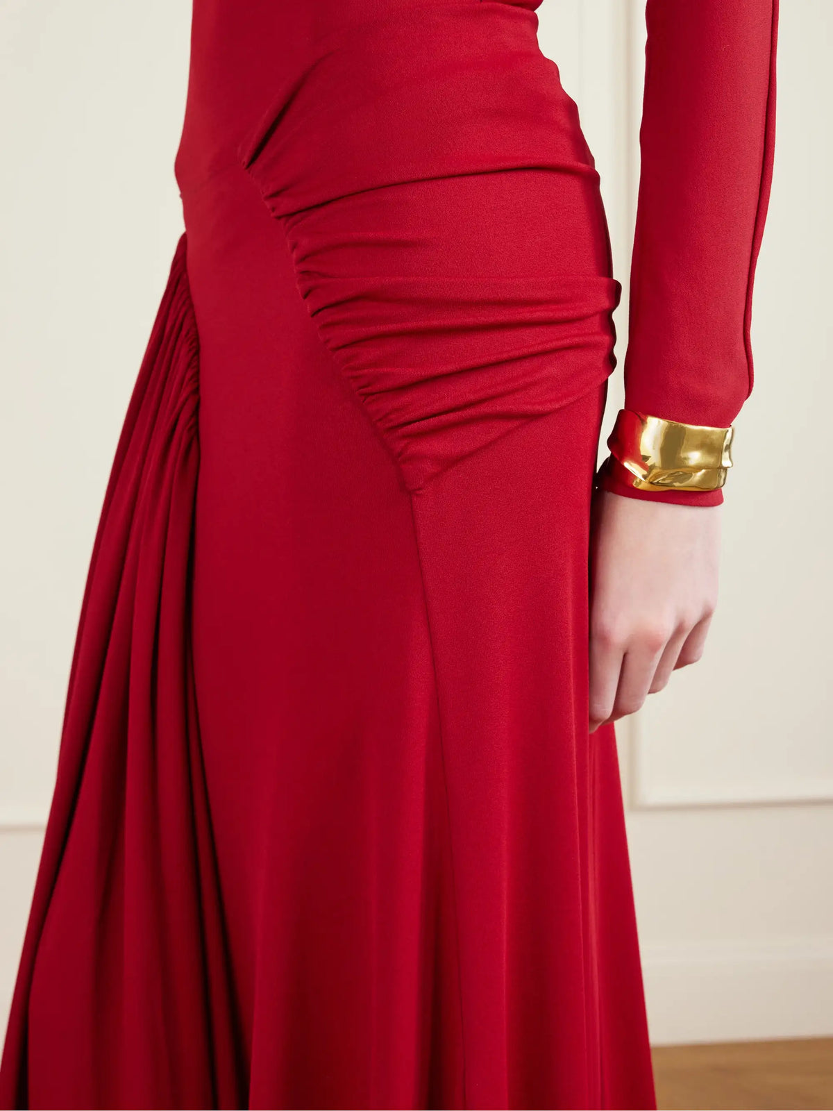 Ruched Chiffon Maxi Skirt