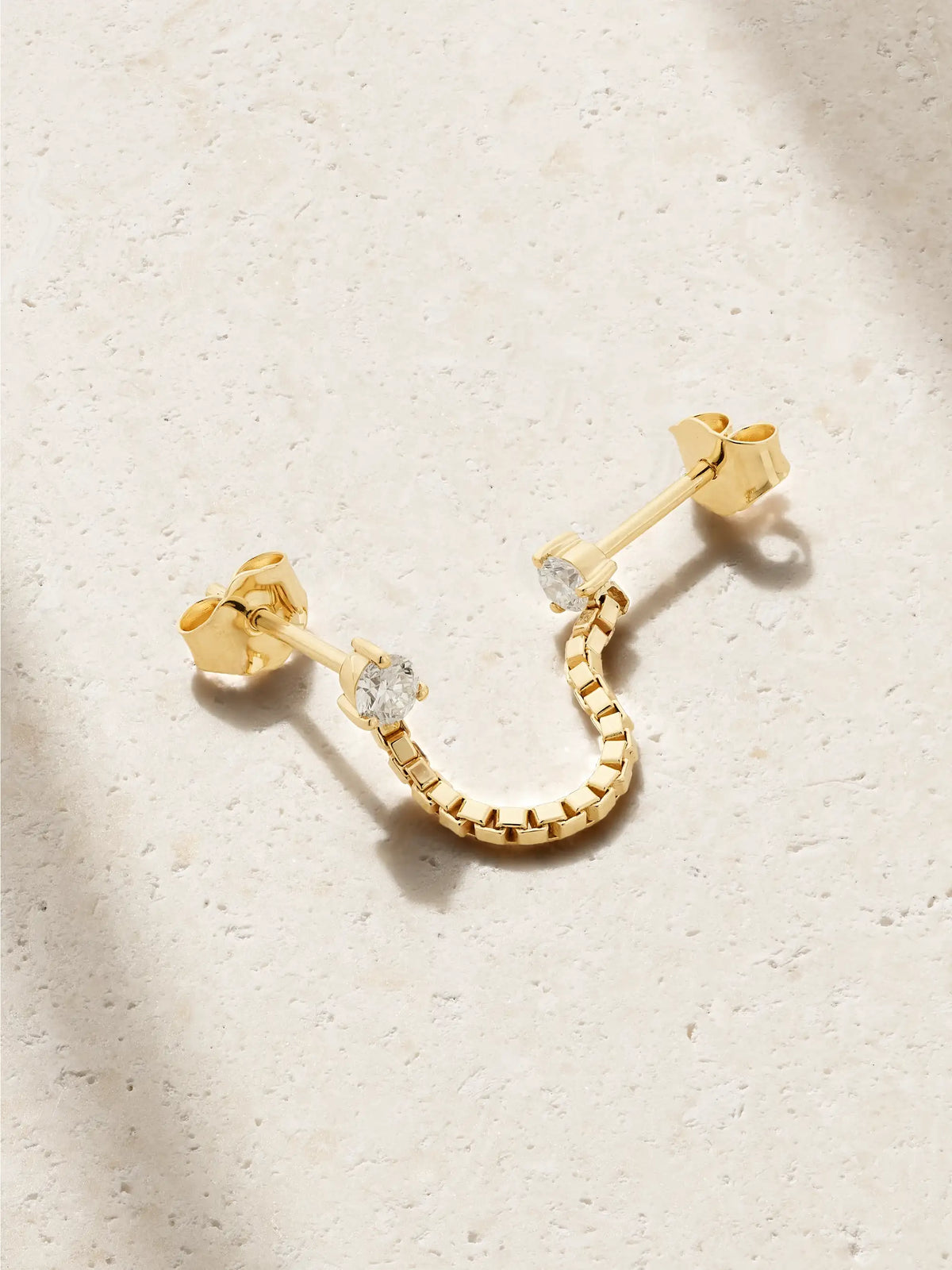 Block Chain 14-karat Gold Diamond Single Earring